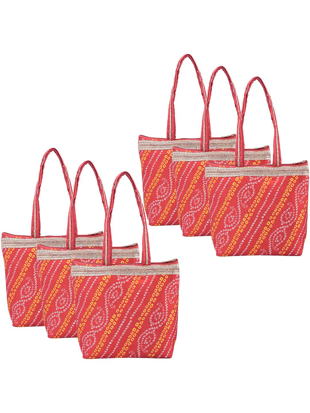 Kuber Industries 6 Pcs Hand Bag for Women & Girls Floral Printed Shopper Shoulder Bag