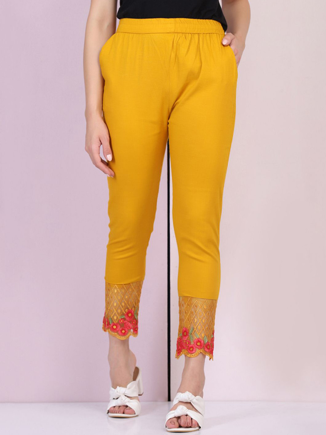 DIMPY GARMENTS Pure Cotton Skinny Fit Mid Rise Ankle Length Leggings