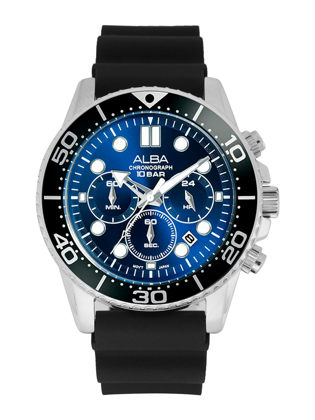 Alba by seiko Cobalt Blue Dial With Black Bezel Chronograph-AT3J47X1