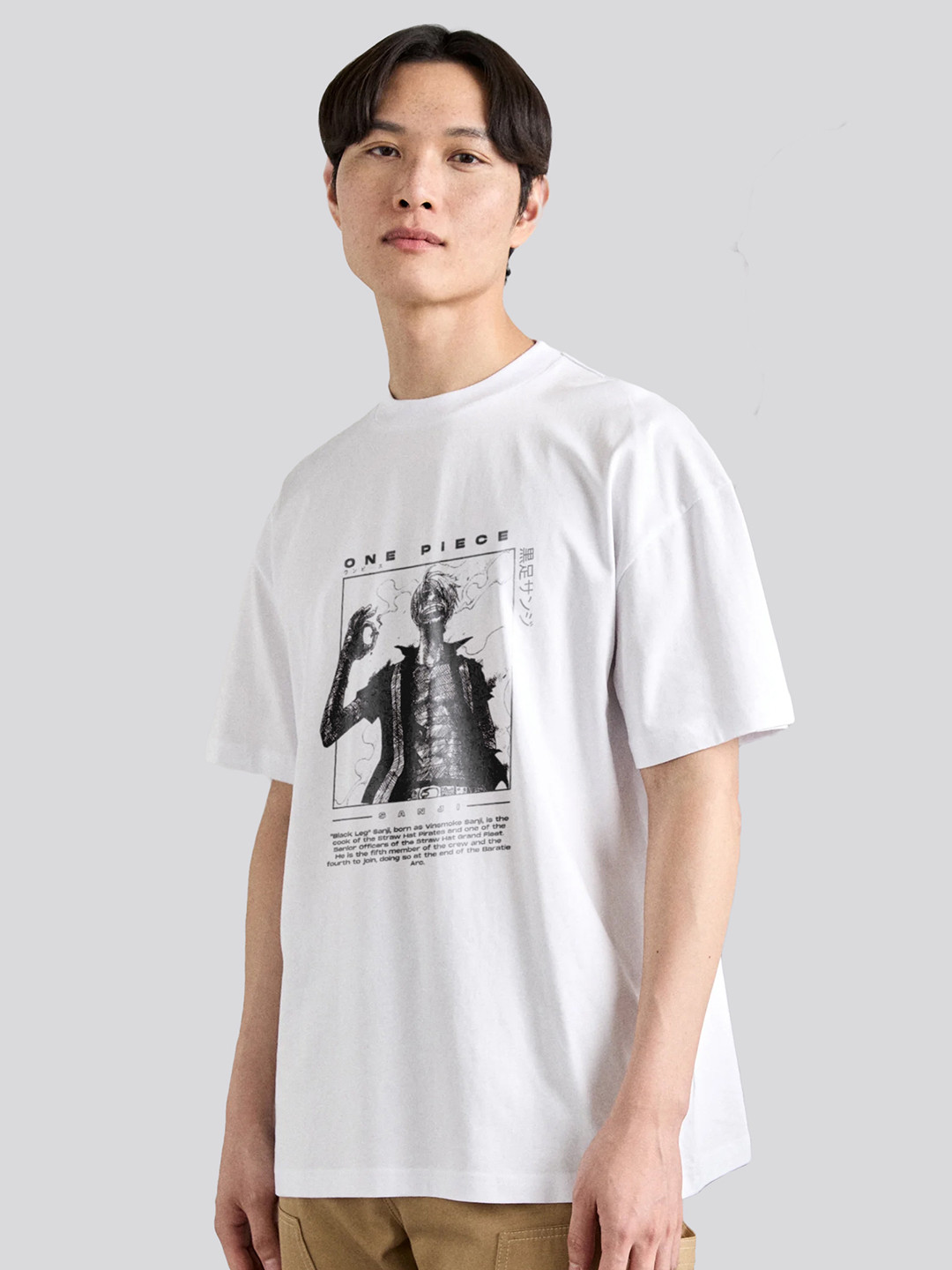 The Korhean Store Unisex One Piece Sanji Anime Streetwear Regular Fit Graphic Printed Cotton Tshirt