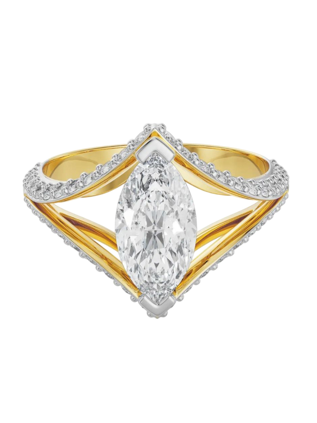 Emori Marquise Cut Bridal Lab Diamond Ring in 18KT Gold