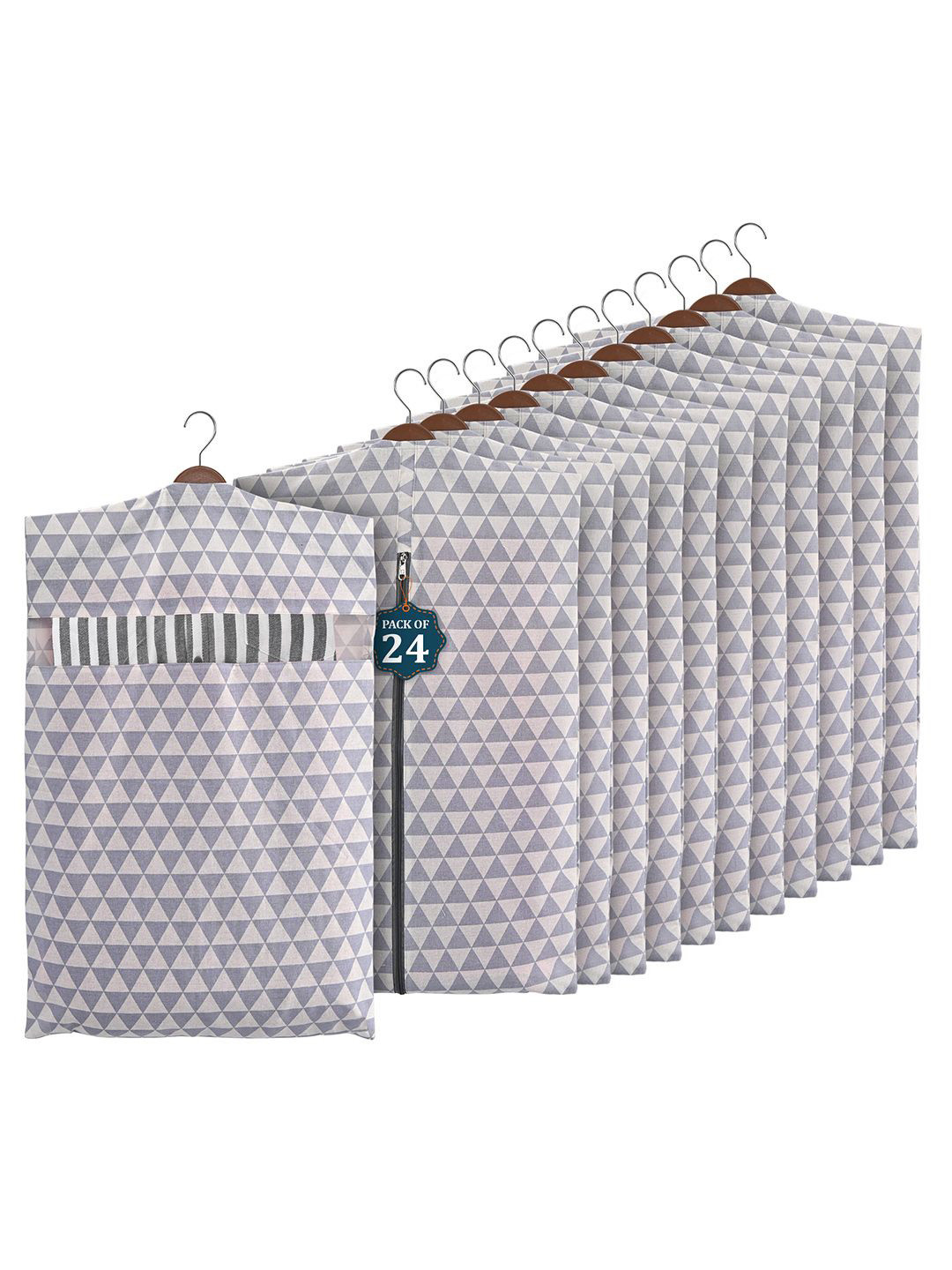 Kuber Industries Grey 24 Pcs Storage Bag Clothes Cover Regular Multi-Utility Organisers