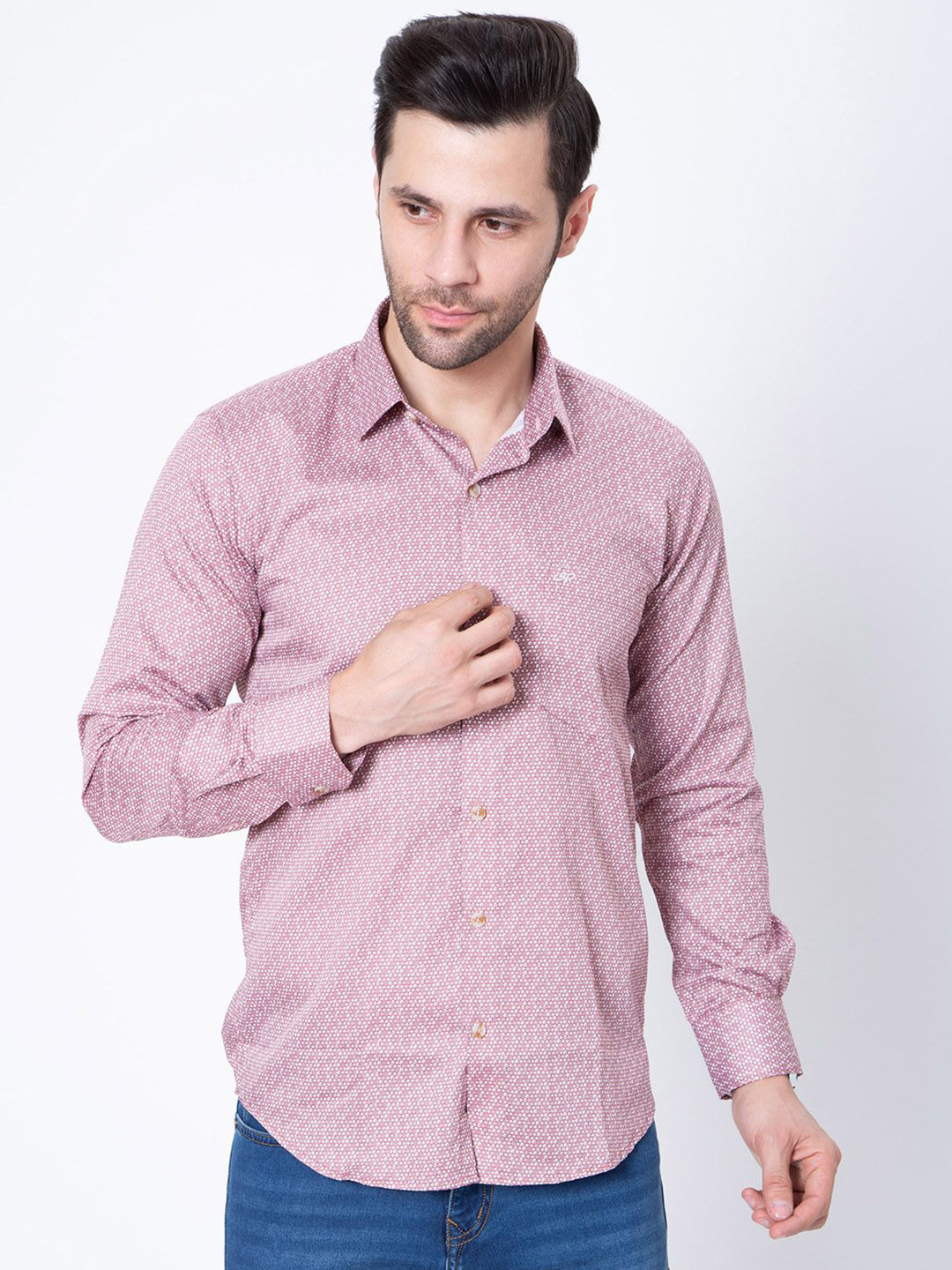 Sparky Men Micro Checks Opaque Printed Casual Shirt