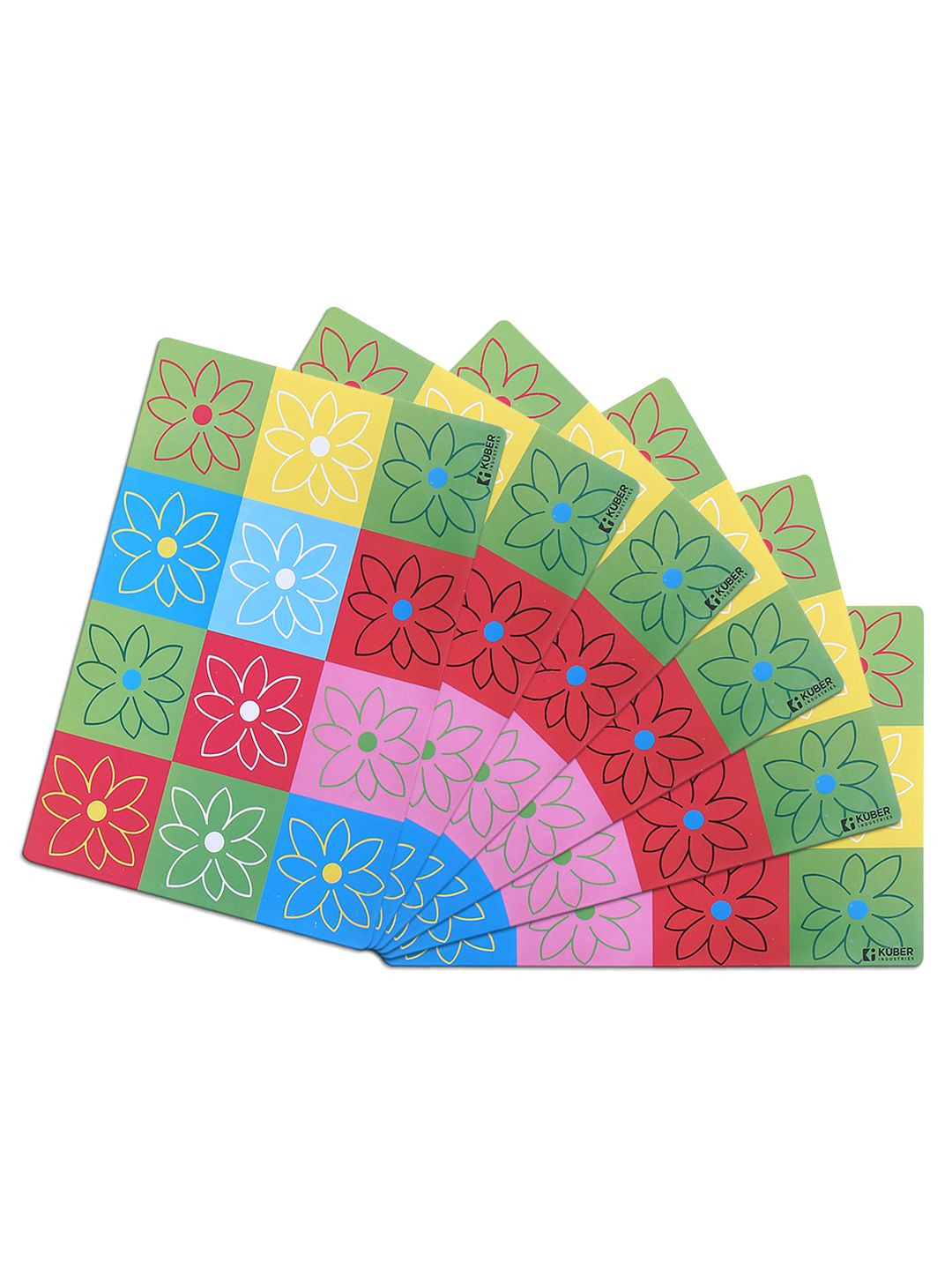 Kuber Industries 6-Pcs Green & Blue Printed Fridge Mat