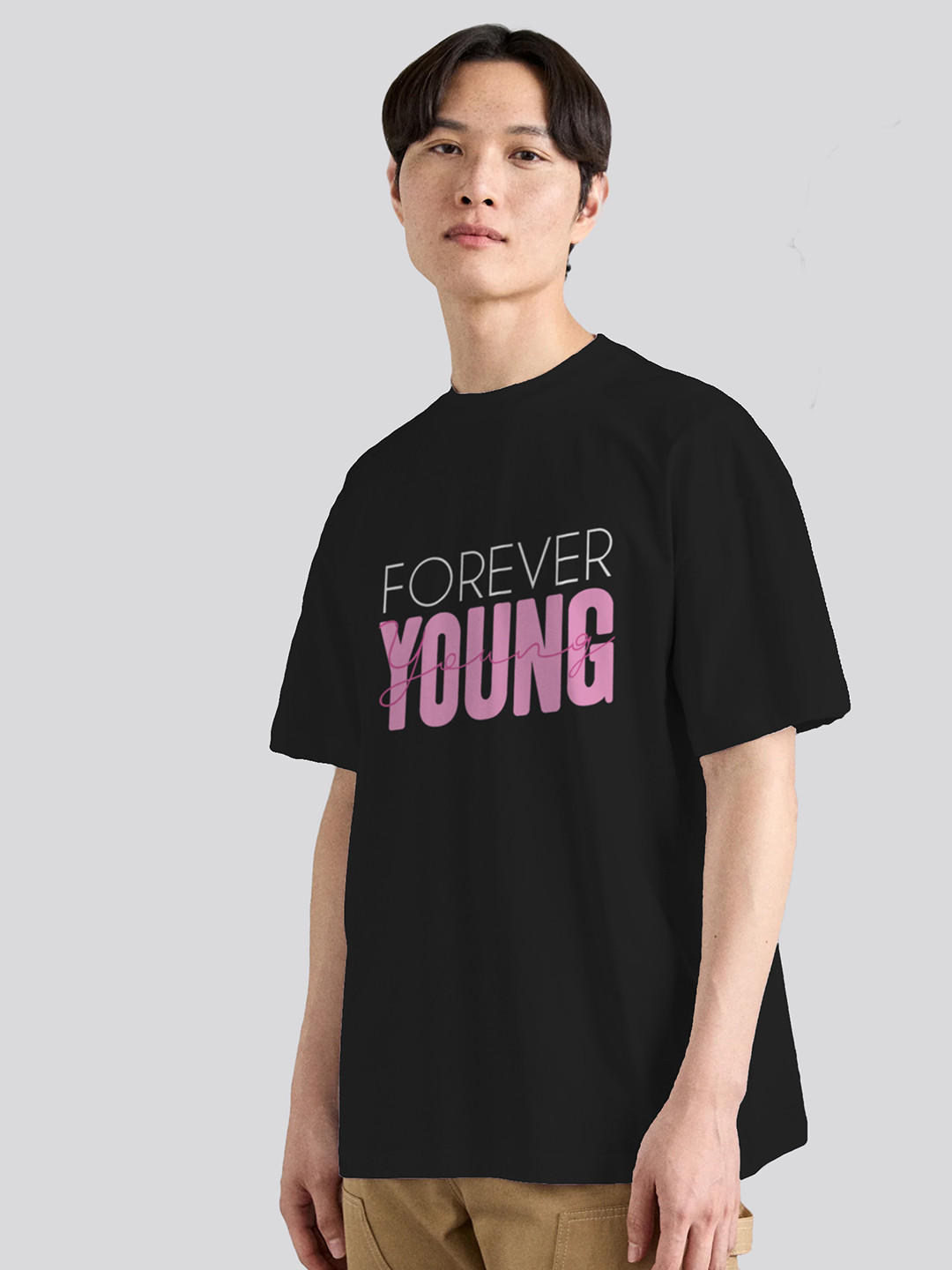The Korhean Store Unisex BlackPink Forever Young Streetwear Regular Fit Graphic Printed Cotton Tshirt