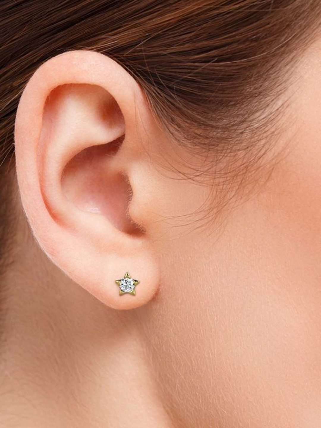 Emori Solitaire Star Lab Diamond Earring in 18KT Gold