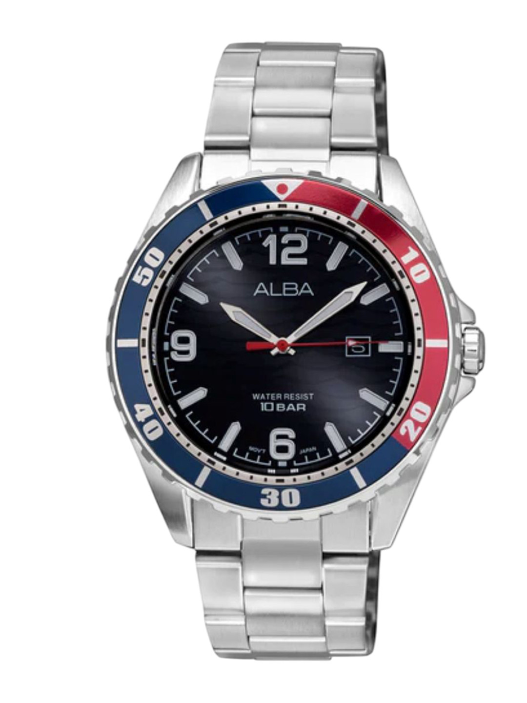 Alba by seiko Black Ripple Patterned Dial Watch- AG8N45X1