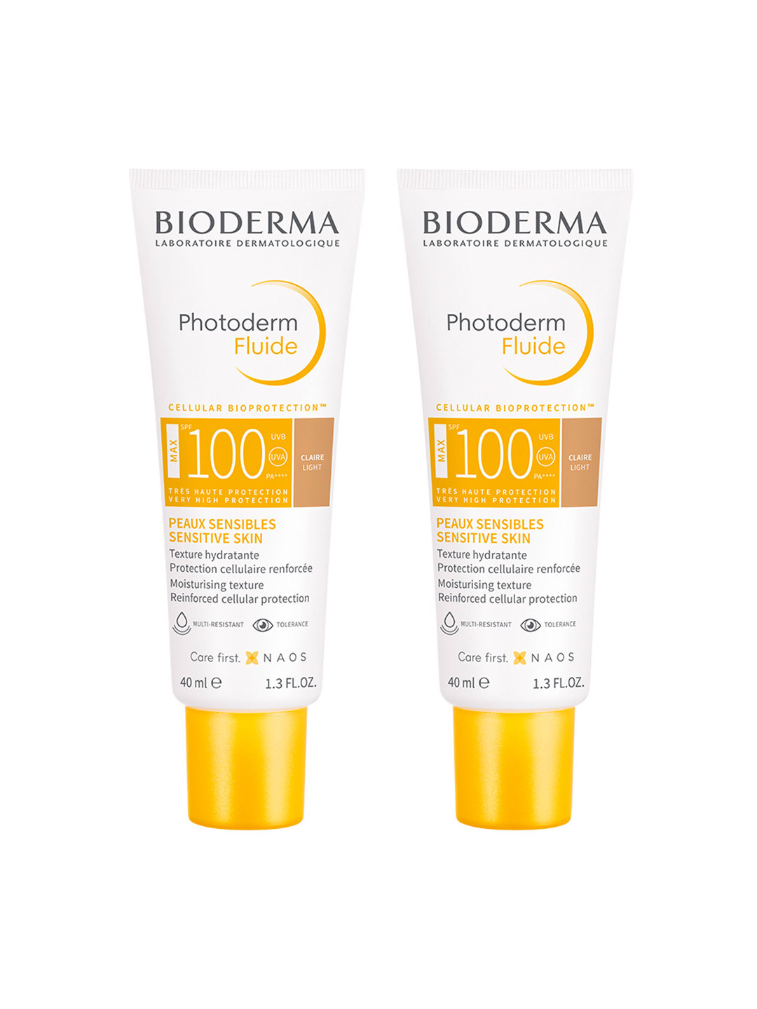 BIODERMA Set of 2 Photoderm Aquafluide SPF100+ UVA Sunscreen 40 ml each - Claire Light