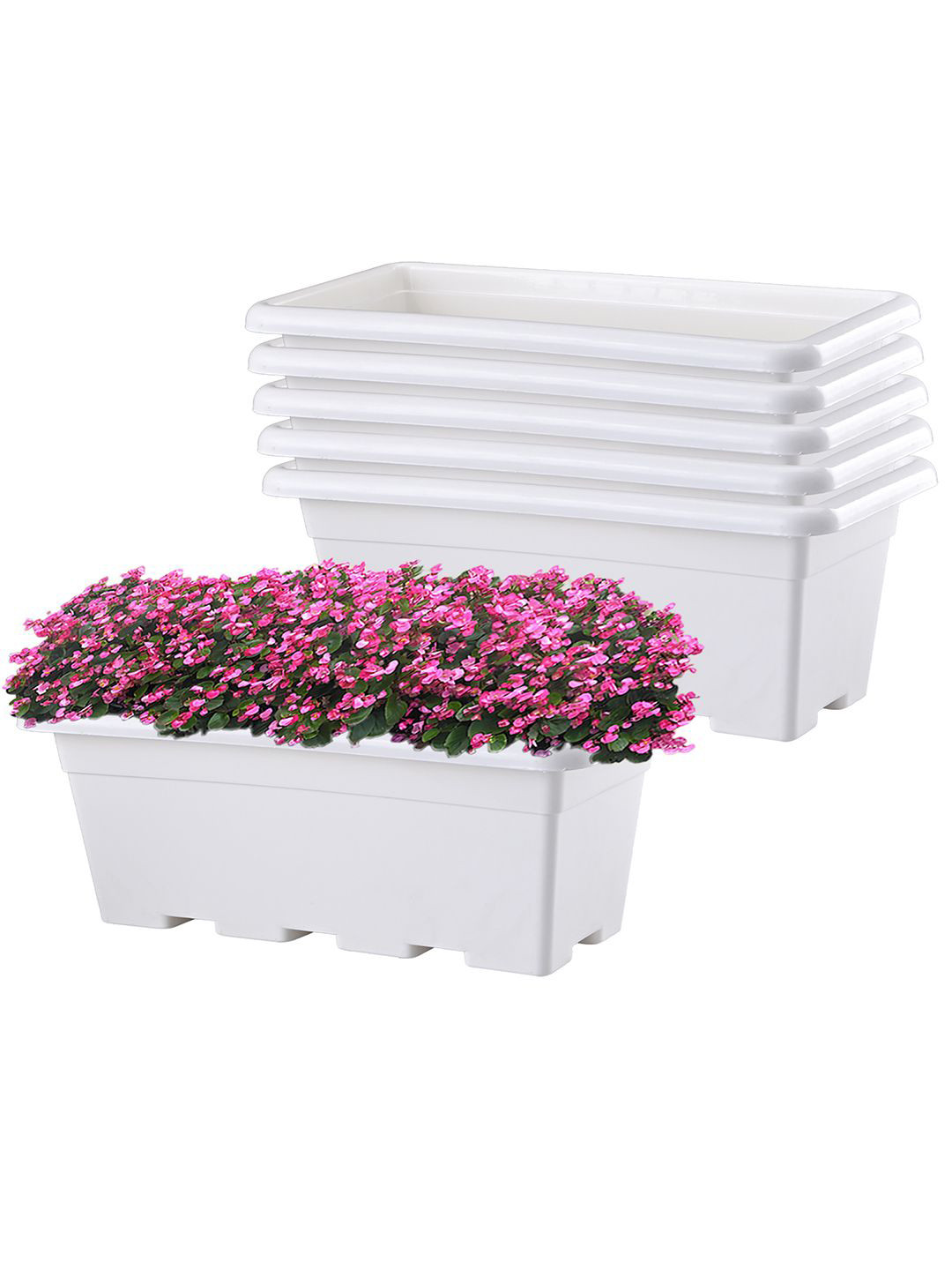 Kuber Industries 6Pcs White Rectangle Shaped Jupiter Gamla Window Planters