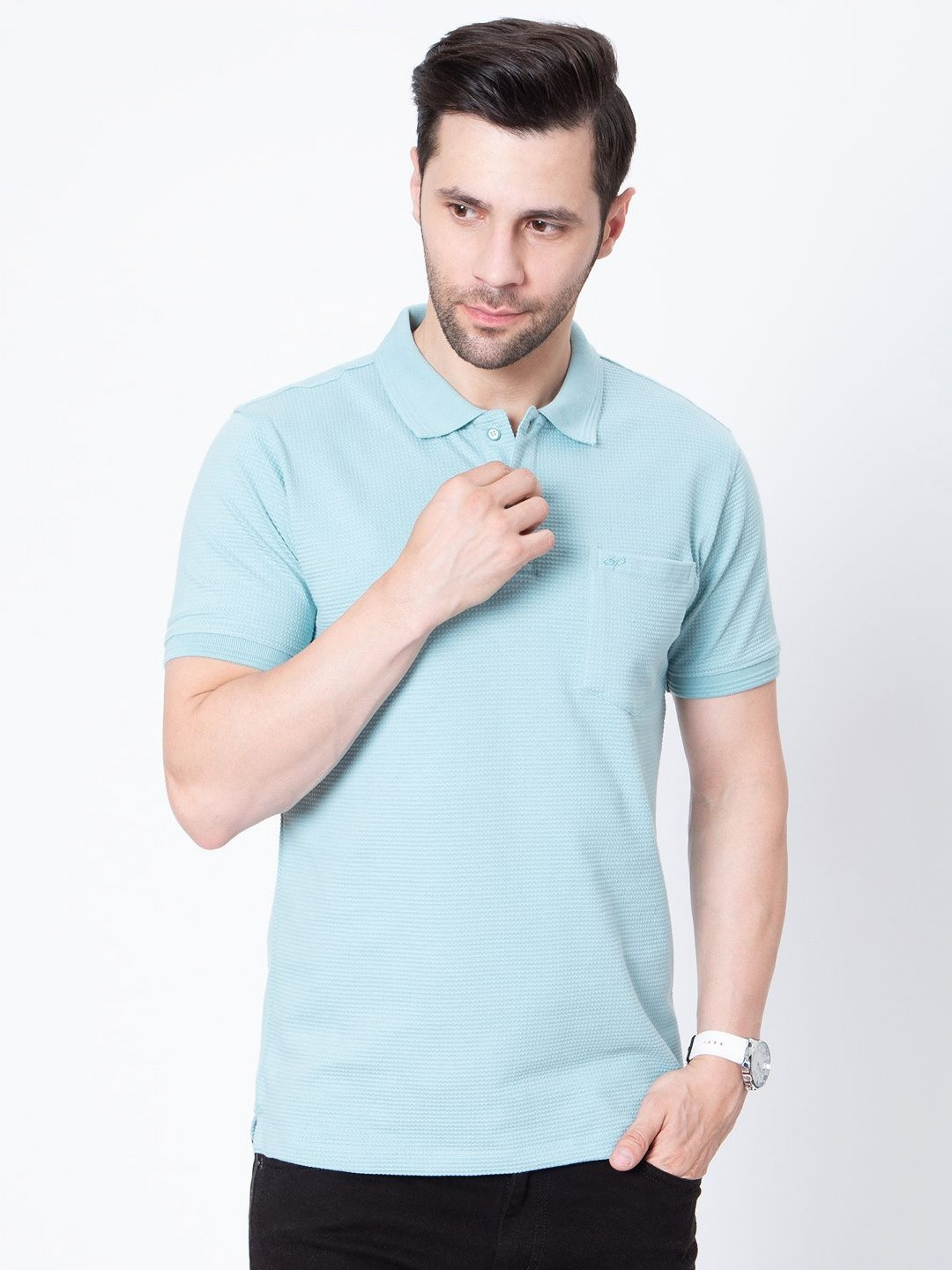 Sparky Men Polo Collar Pockets Slim Fit T-shirt