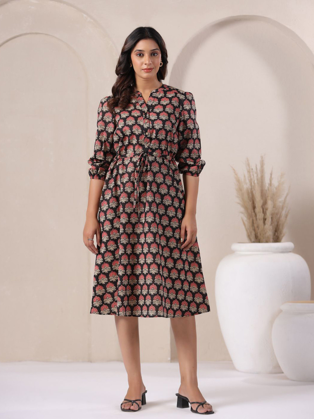 Zenava by Myntra Floral Print Fit & Flare Midi Dress