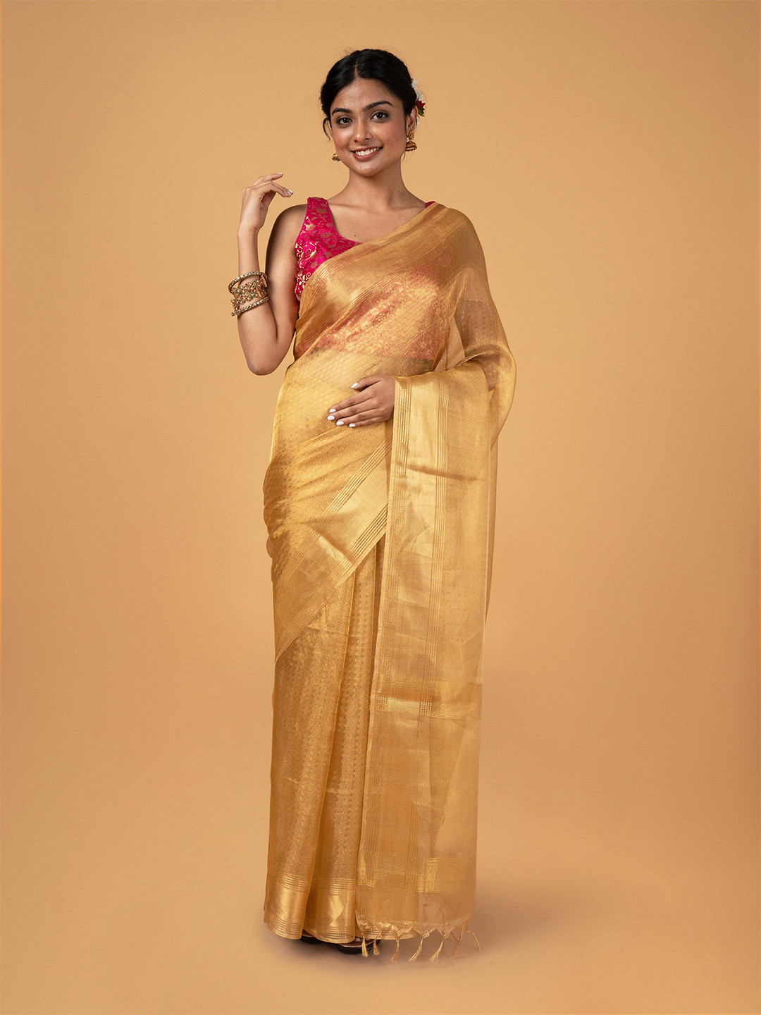 SANJAR CREATION Woven Design Zari Tissue Banarasi Saree