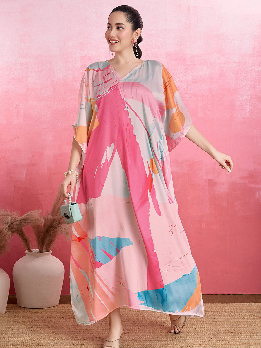 LABEL AARNA Glossy Glow Soft Satin Kaftan