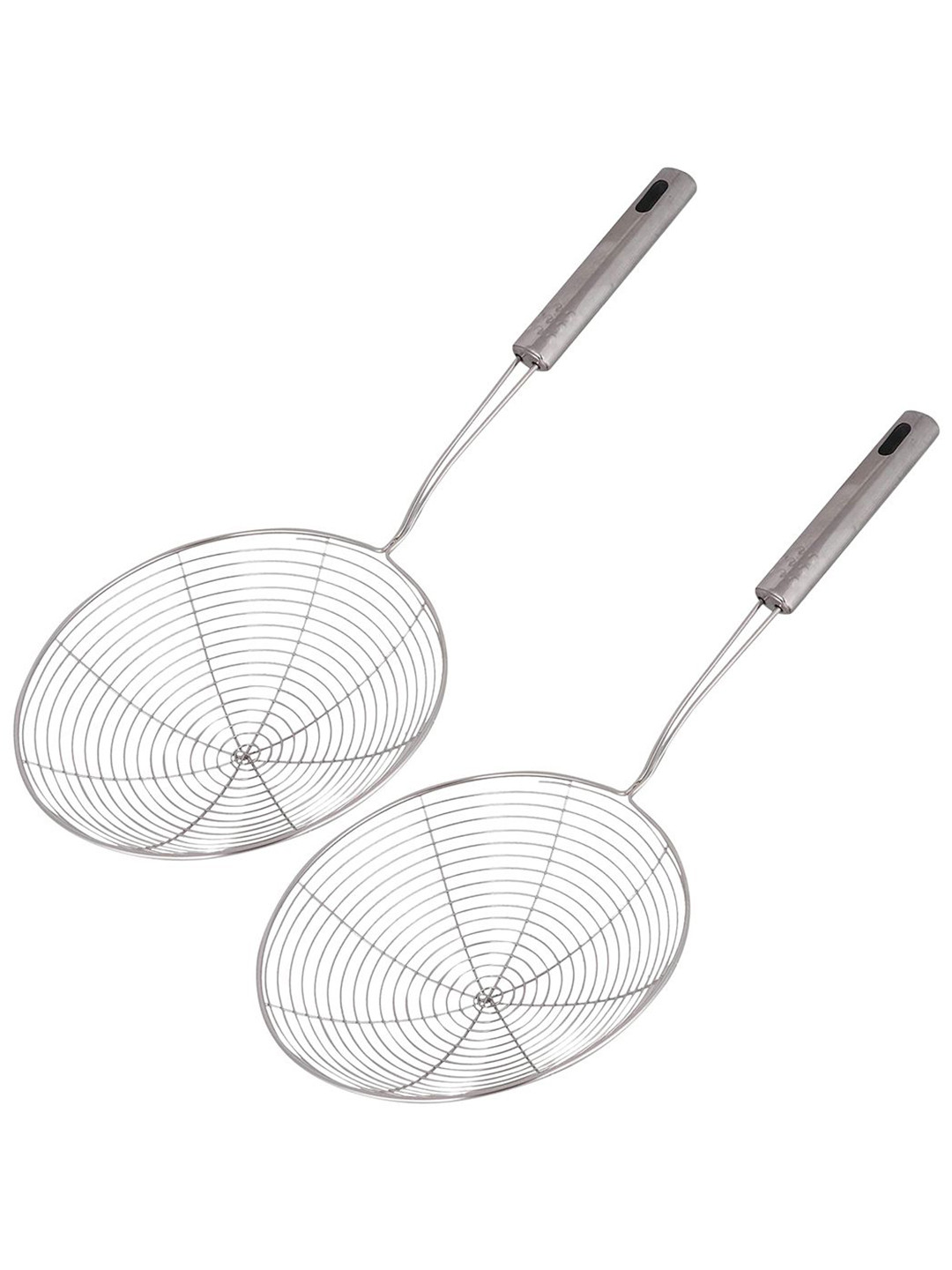 Kuber Industries Pack of 2 Silver-Toned Stainless-Steel Strainer