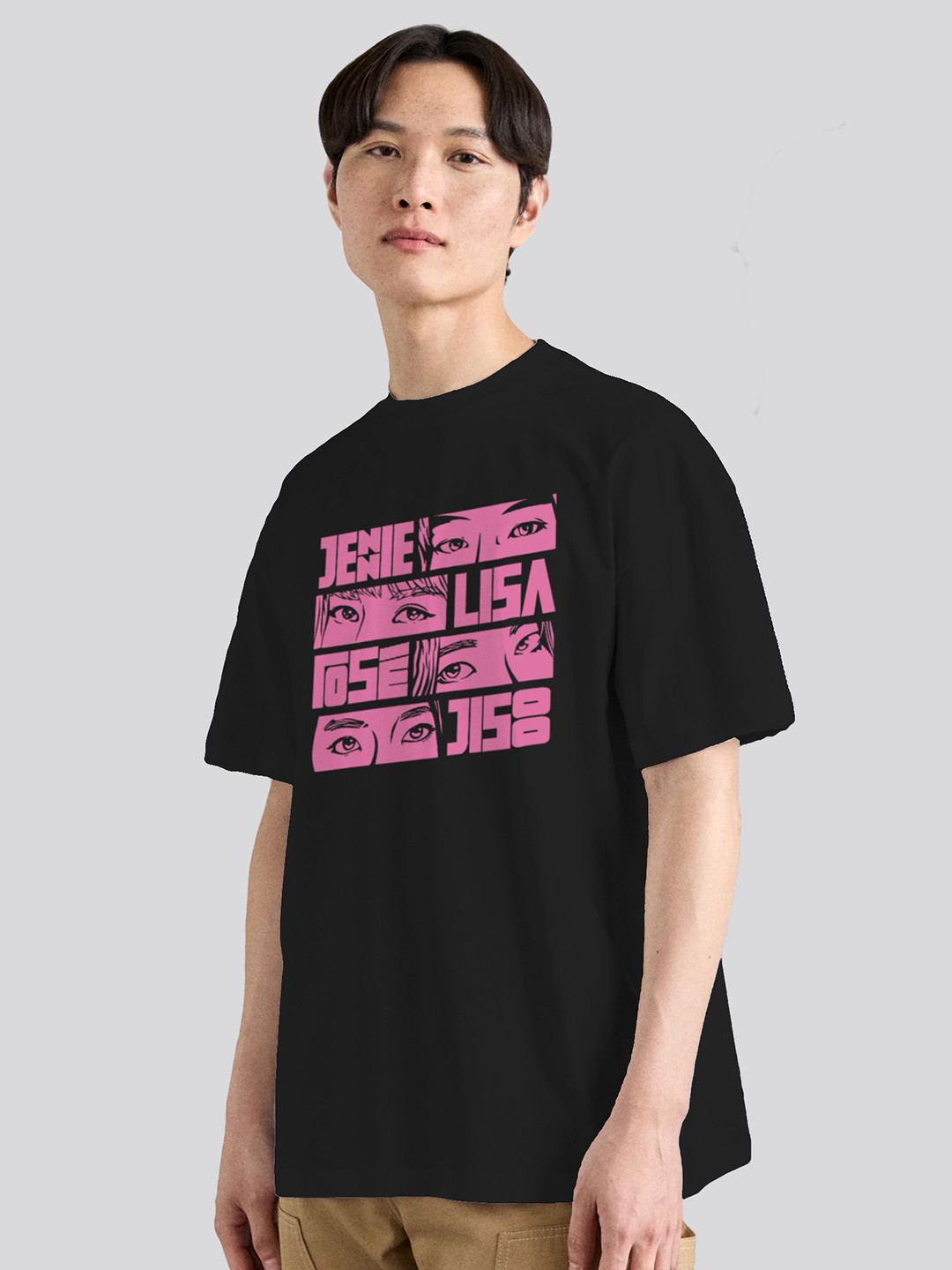 The Korhean Store Unisex BlackPink Comic Style Streetwear Regular Fit Graphic Printed Cotton Tshirt