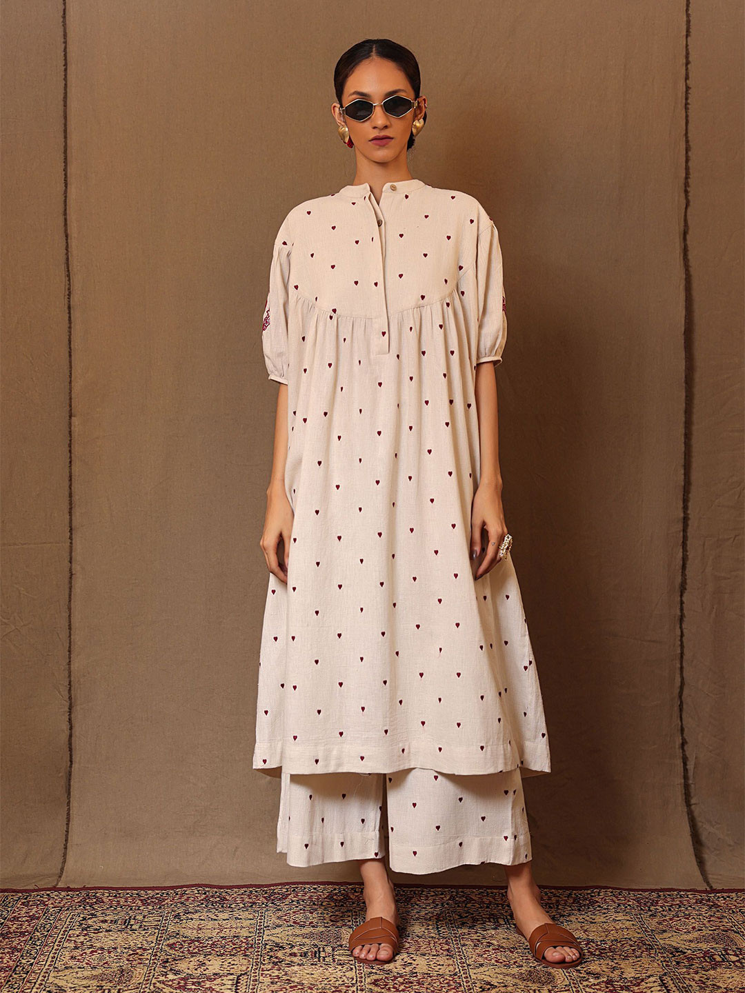 MATI Heart Printed Pure Cotton Straight Kurta