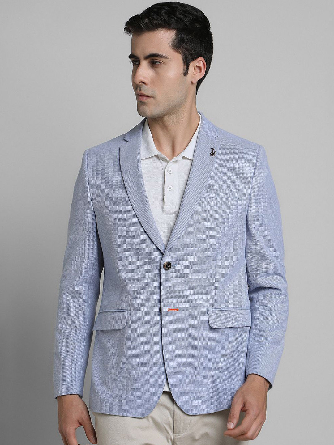 SIMON CARTER LONDON Self Design Pure Cotton Single Breasted Slim Fit Blazer