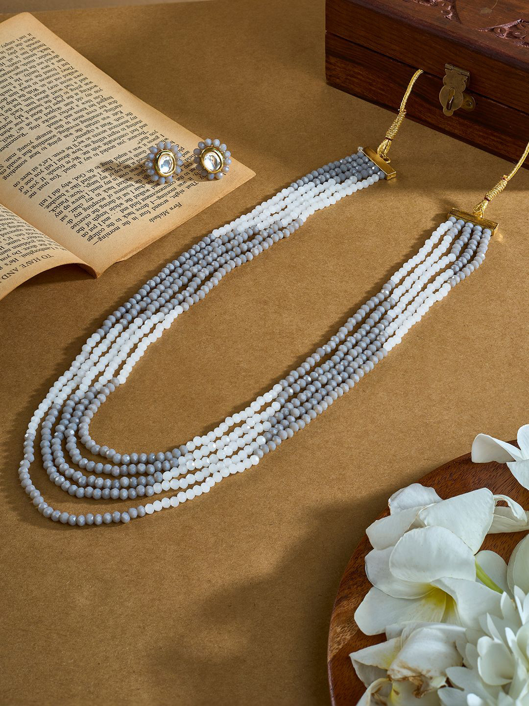 TEEJH Gold-Plated Anmol Beaded Jewellery Set