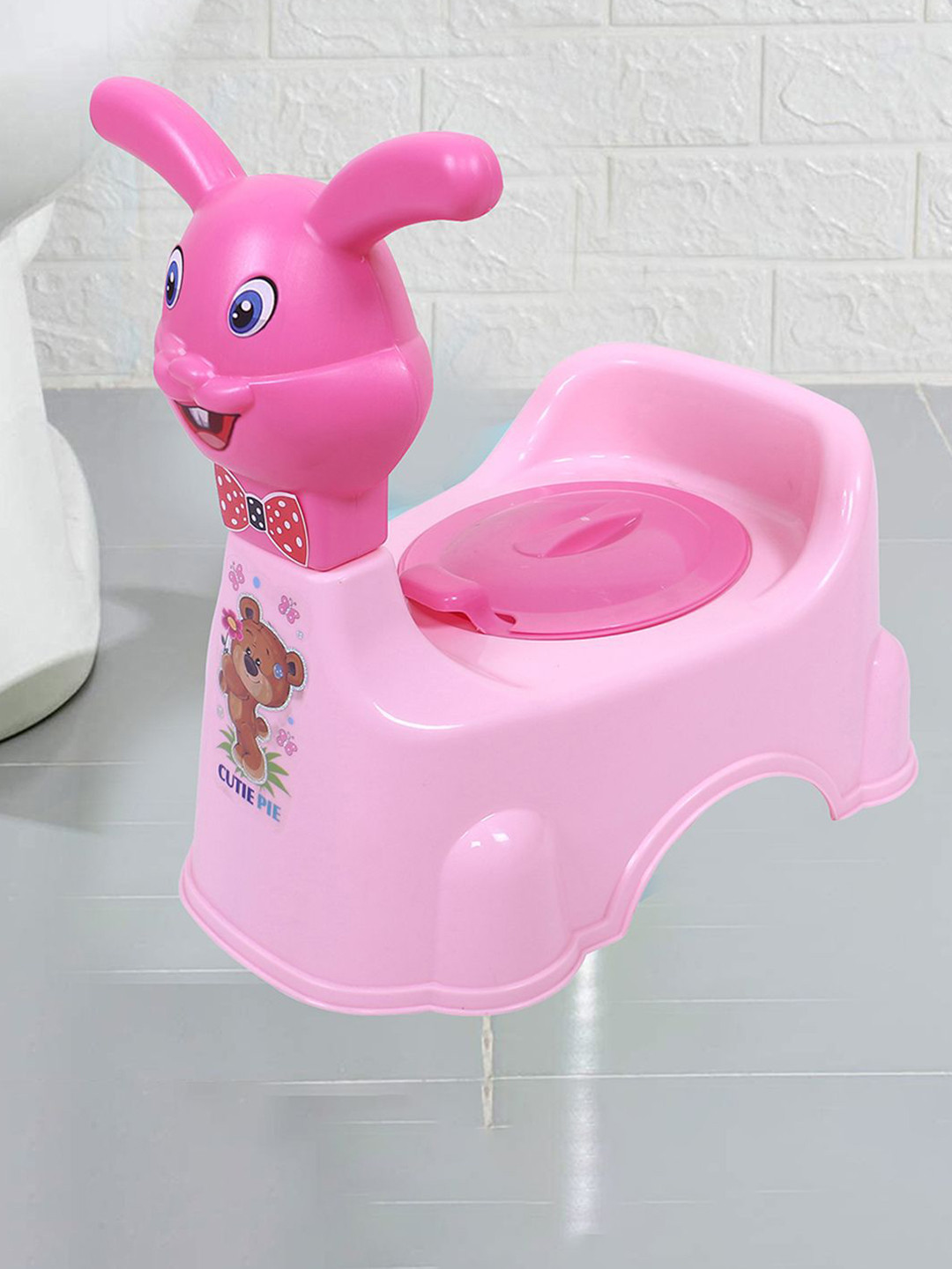 Kuber Industries Plastic Baby Potty Toilet Training Seat- Pink