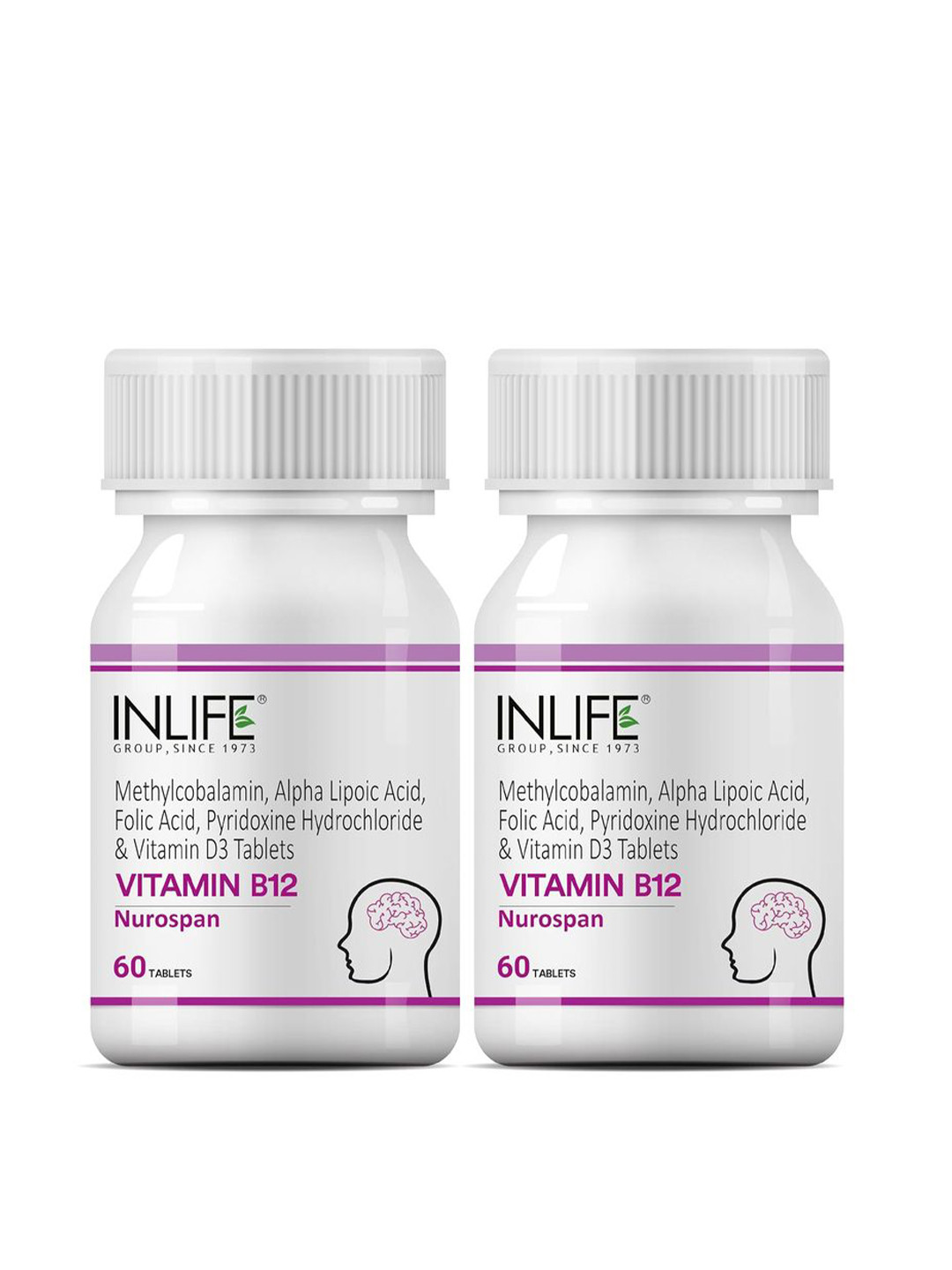 INLIFE Set Of 2 Vitamin B12 ALA Supplement For Energy And Metabolism- 60 Tab Each