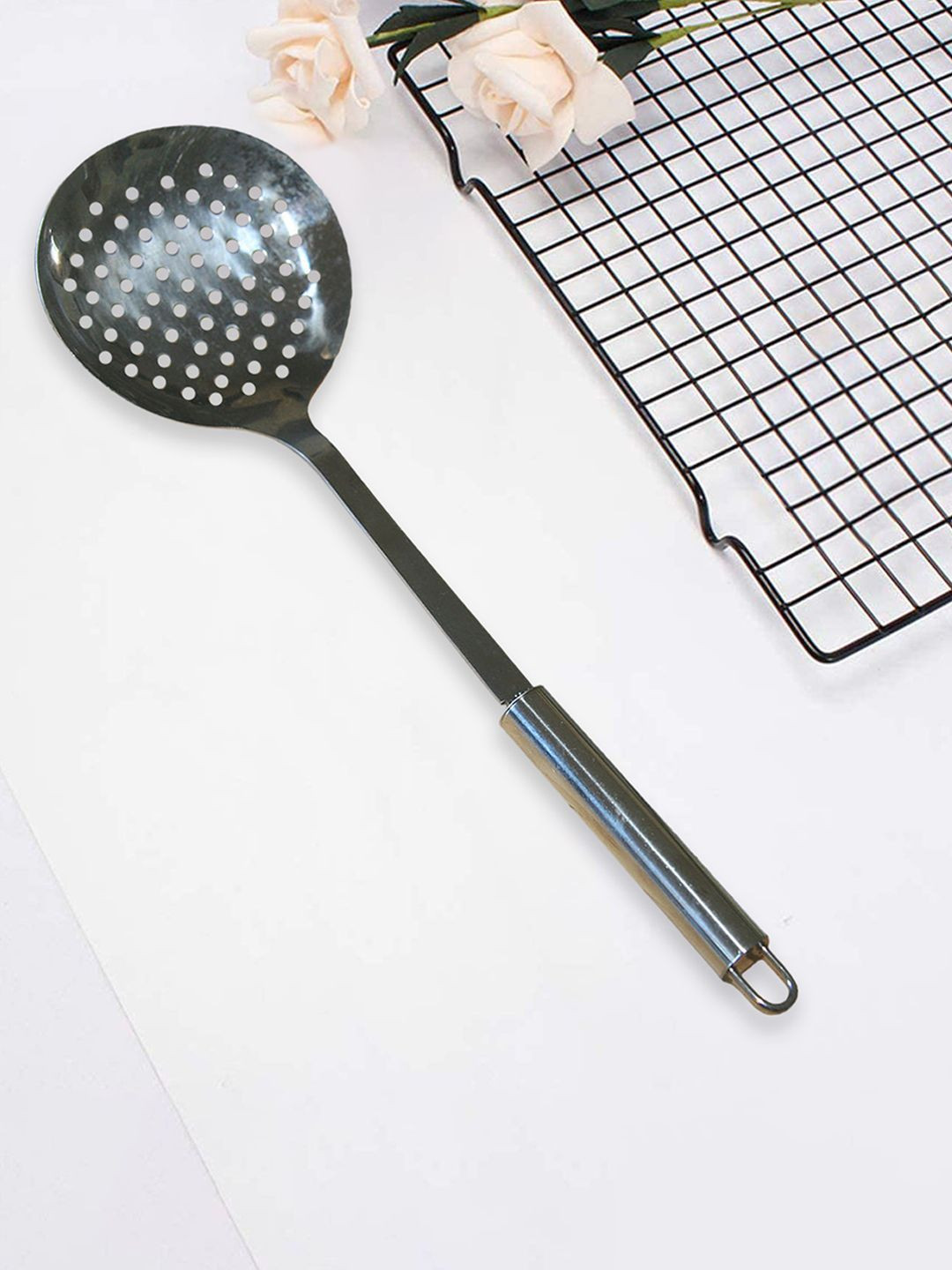 Kuber Industries Silver-Toned Stainless Steel Skimmer