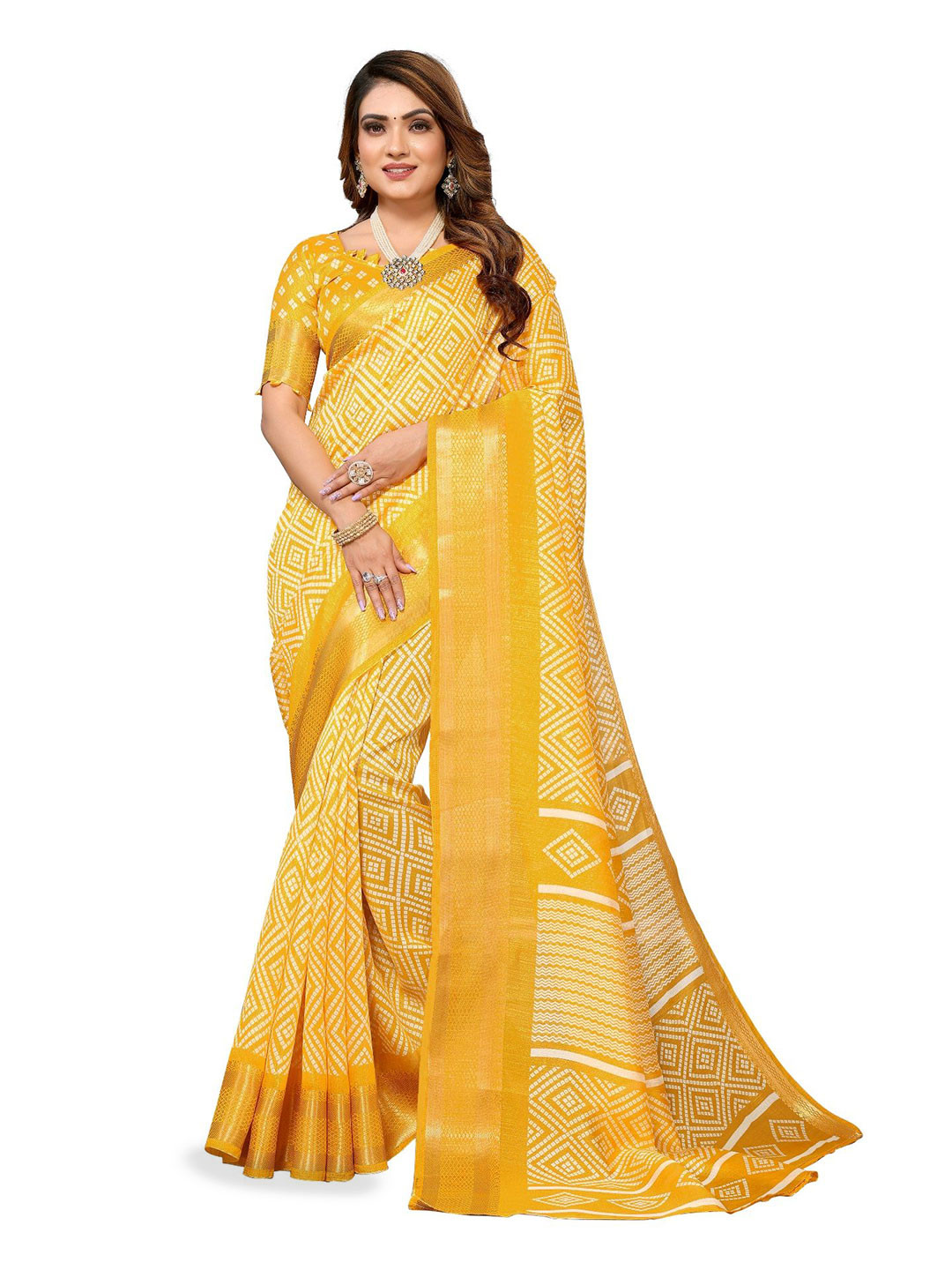 Moda Rapido Bandhani Zari Saree
