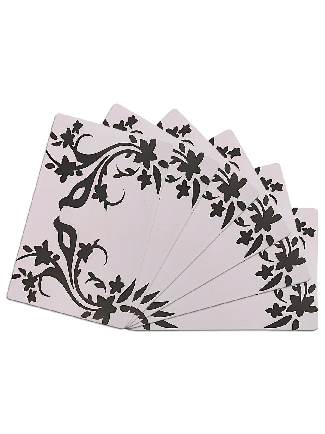 Kuber Industries 6-Pcs White & Black Printed Fridge Mat