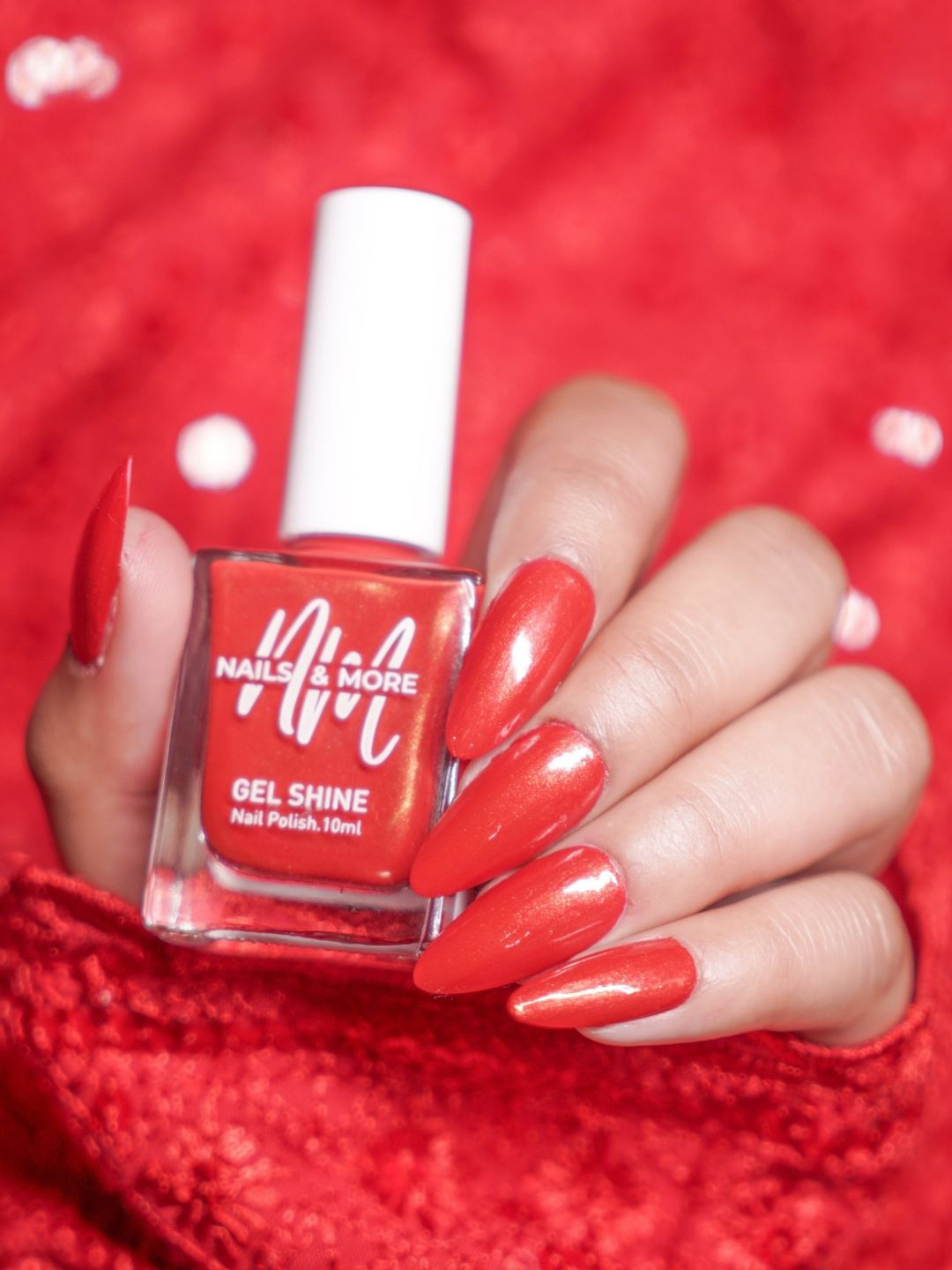 nails & more Gel Shine Argan Oil Metallic Long-Wearing Nail Polish - 10 ml Metallic Red 15