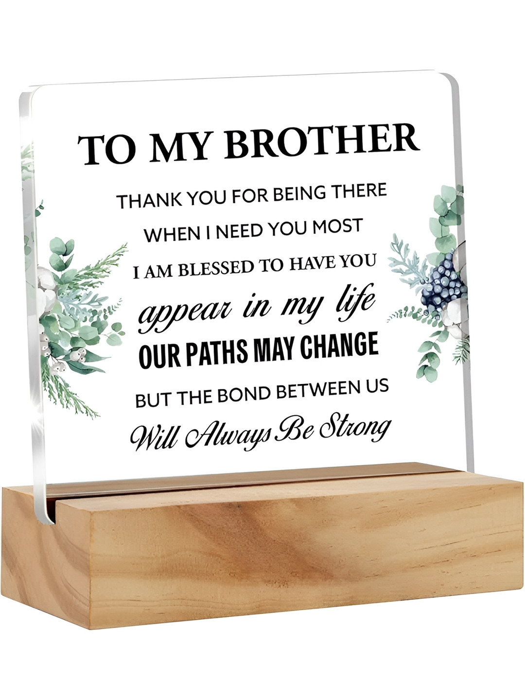 BS AMOR Best Brother Transparent Wood Natural Living Room Set of 2 Medium Showpieces - 5 Inches