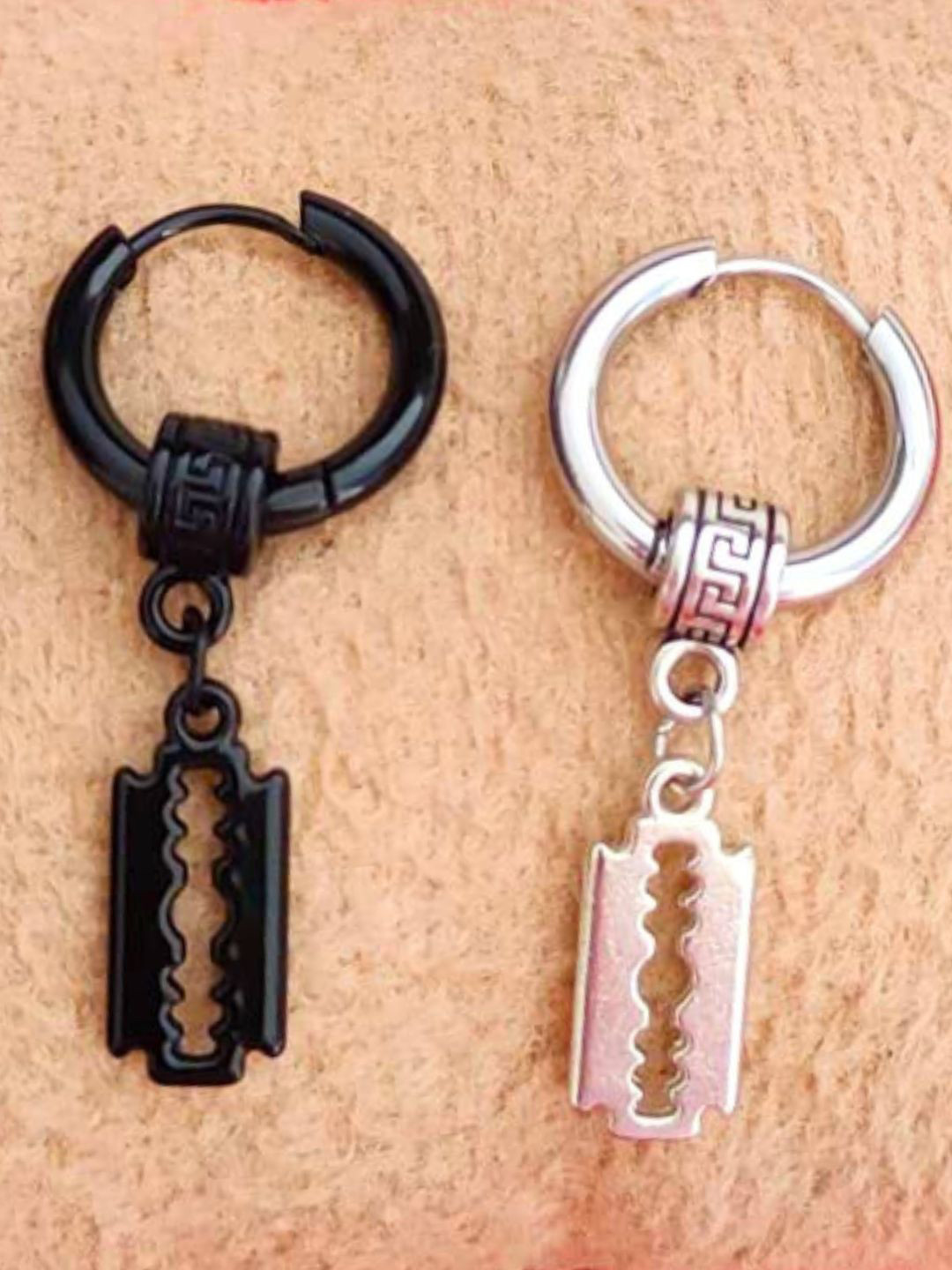 The Roadster Lifestyle Co Men Razor Blade Hoop Earrings