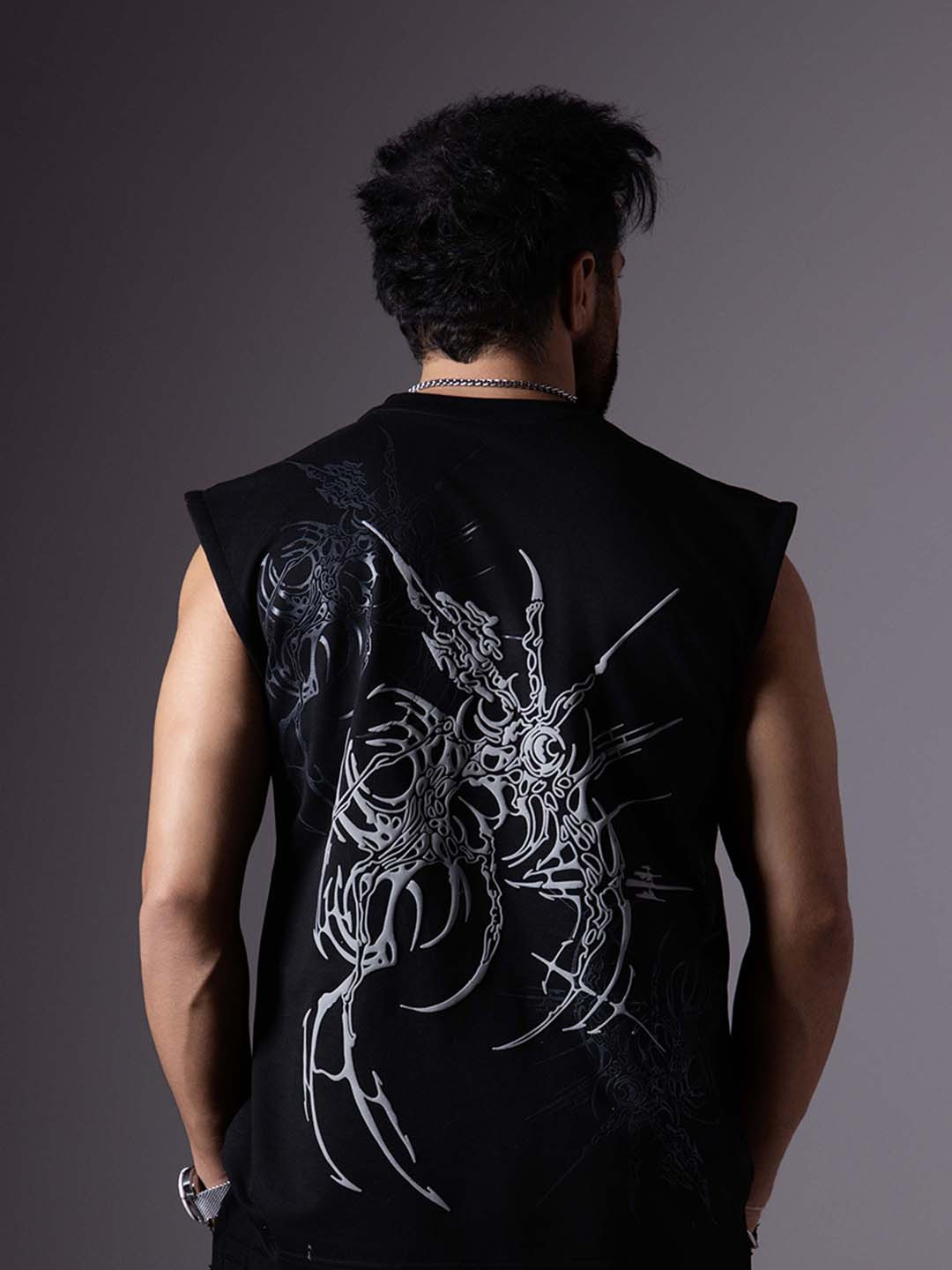 HOP HEAD Men Printed V-Neck Cut Outs T-shirt