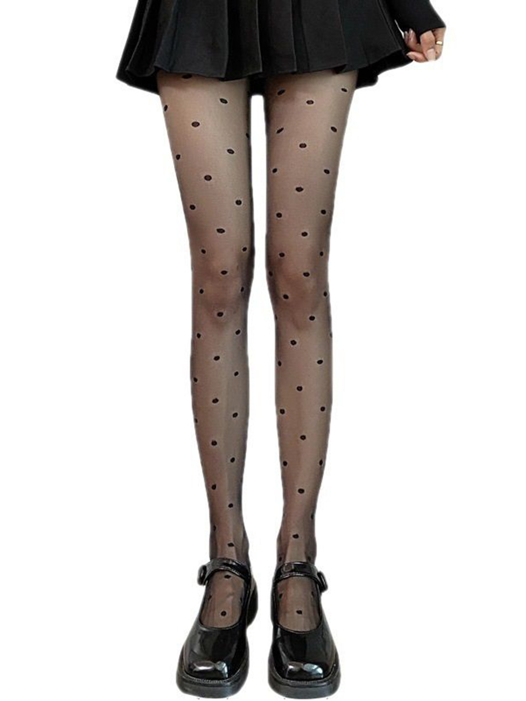 Alexvyan Printed High-Rise Semi Sheer Heart Print Stretchable Stockings