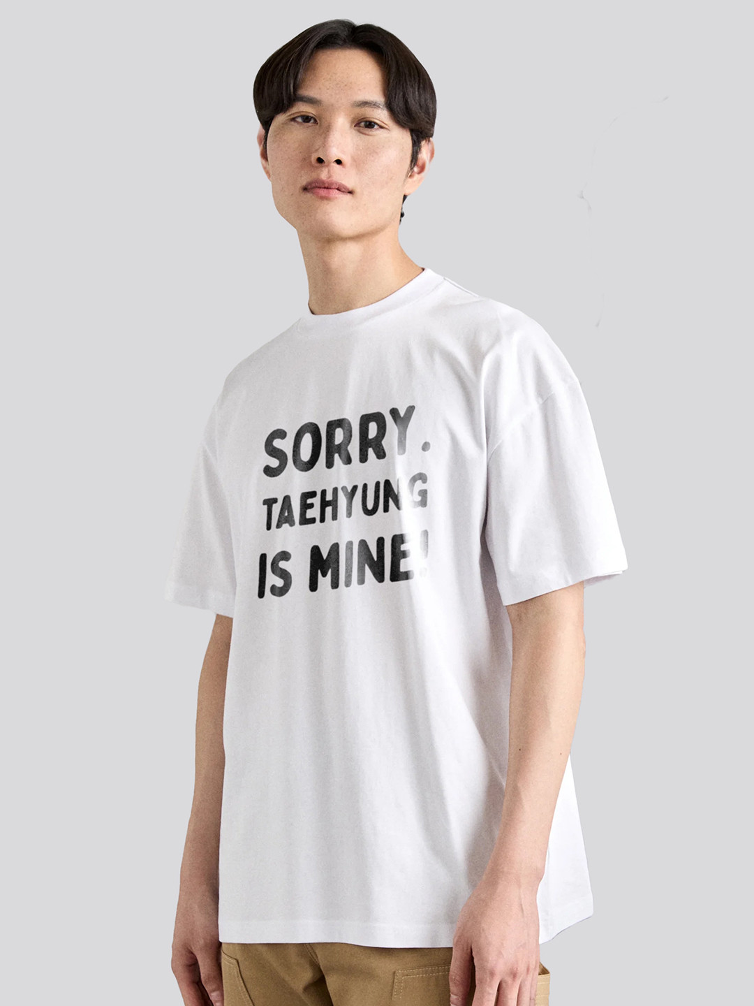 The Korhean Store Unisex BTS Taehyung Is Mine Streetwear Regular Fit Graphic Printed Cotton Tshirt
