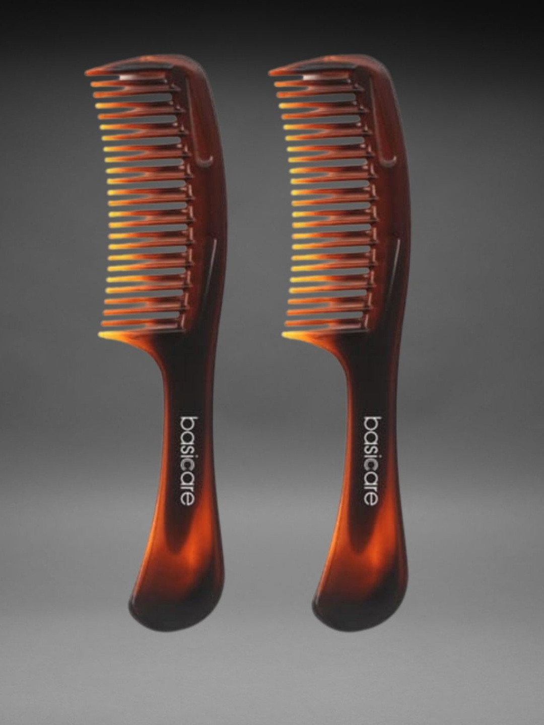 basicare Set Of 2 Wide Teeth Detangling Hair Combs - Brown