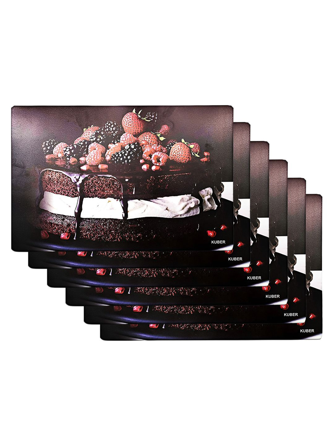Kuber Industries 6-Pcs White & Black Printed Fridge Mat