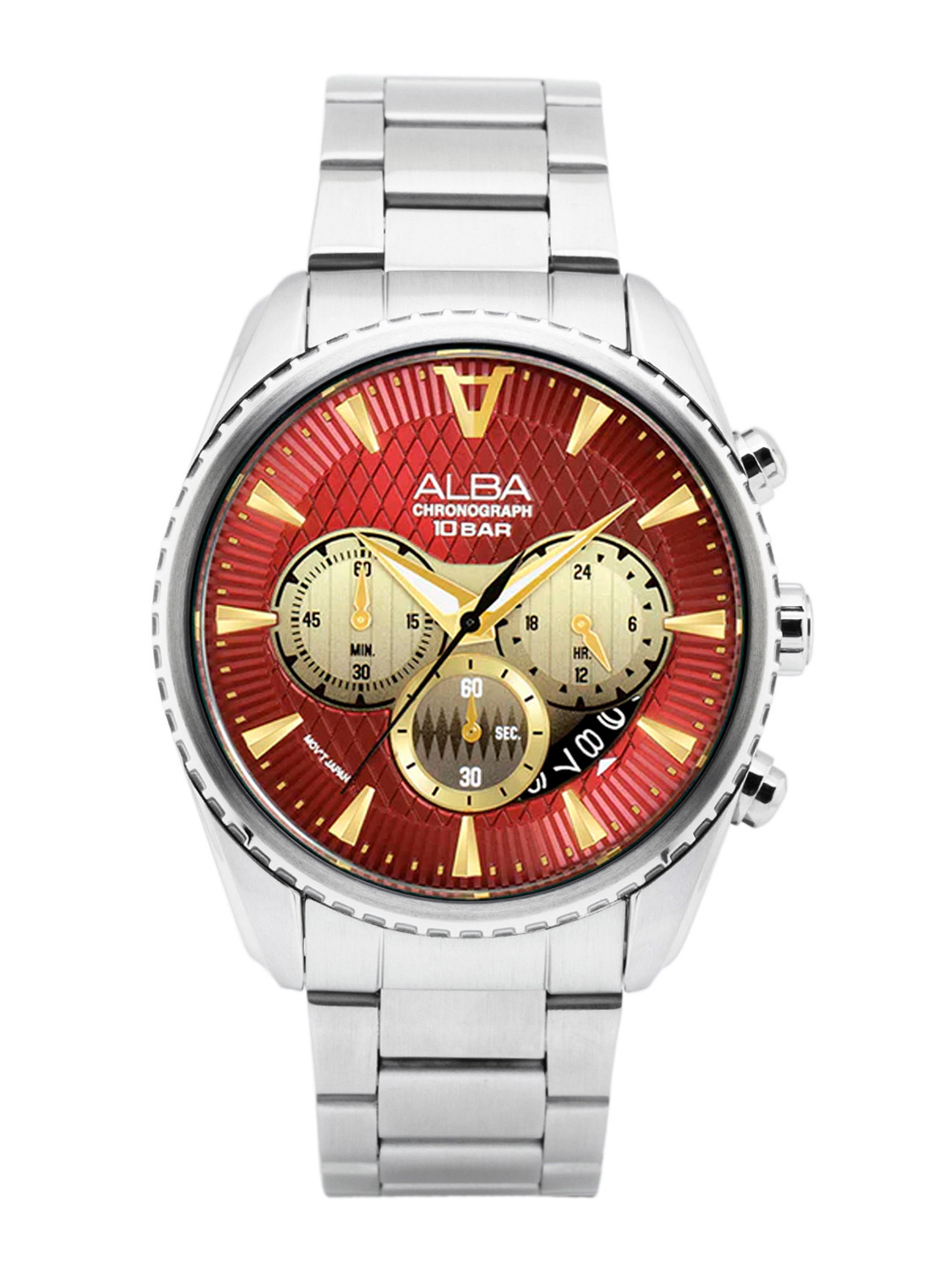 Alba by seiko Red Textured Dial Chronograph Watch- AT3J11X1