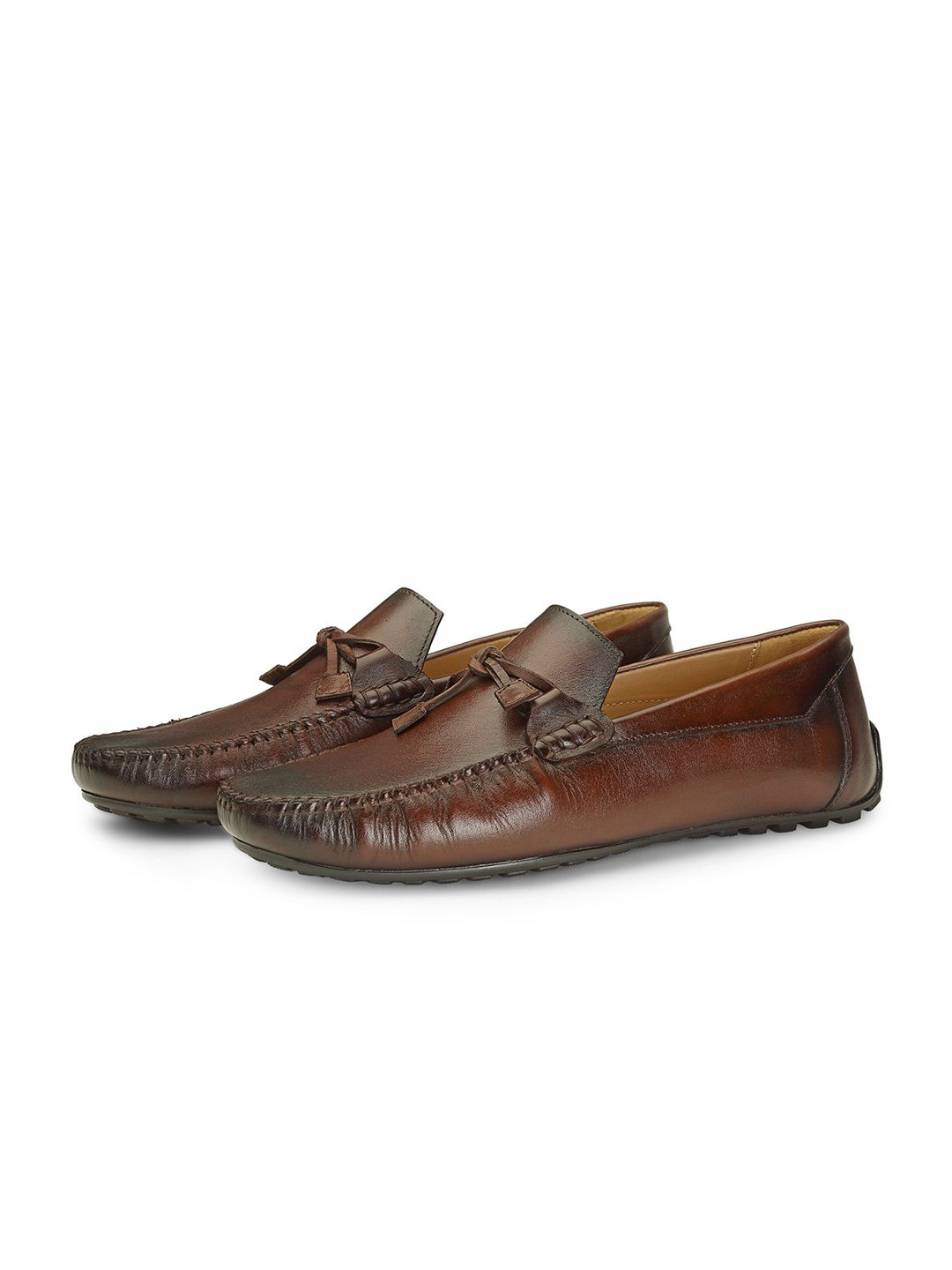 SHUTIQ Men Woven Design Leather Driving Shoes