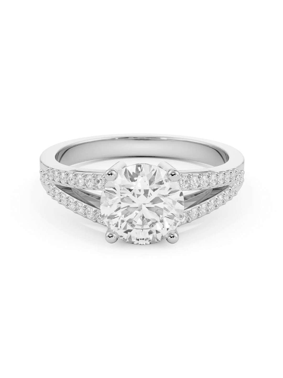 Emori Pave Round Engagement Lab Diamond in 14KT Gold Ring
