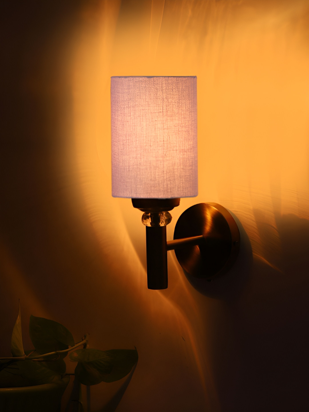 Devansh Antique Wall Lamp With Grey Cotton Shade