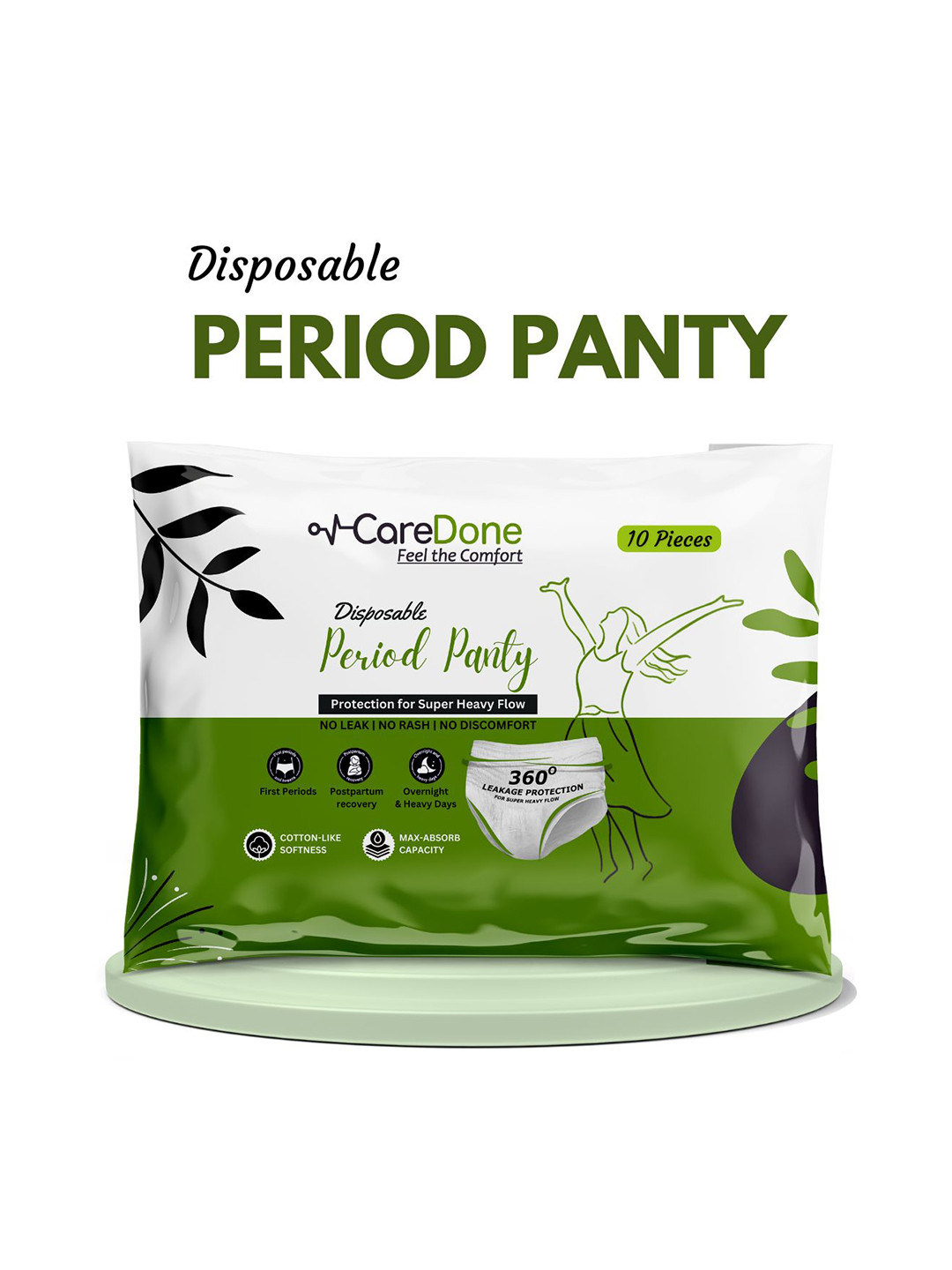 CareDone Disposable Leak Proof Overnight Protection Cotton Period Panty - -XXS - 10 Pcs