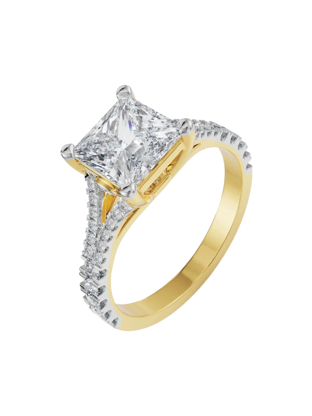 Emori Mauve Princess Cut Engagement Lab Diamond Ring in 18KT Gold