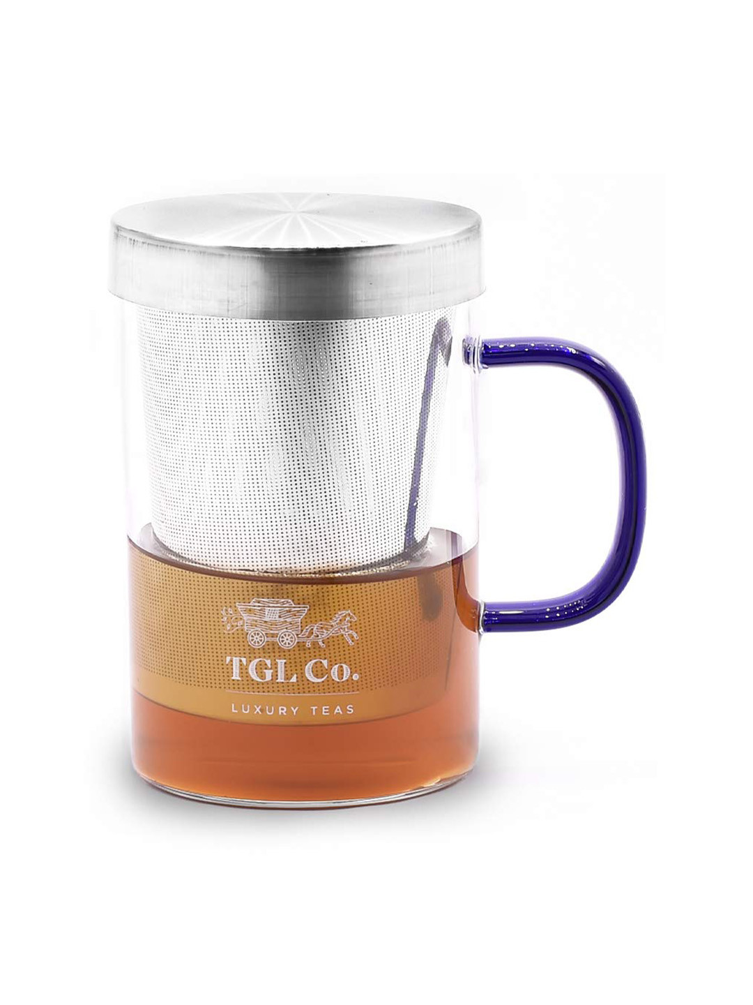 TGL Co. Cute Teddy Bear Brown Typography Glass Microwave Safe Mug with Steel Infuser and Lid-500ml