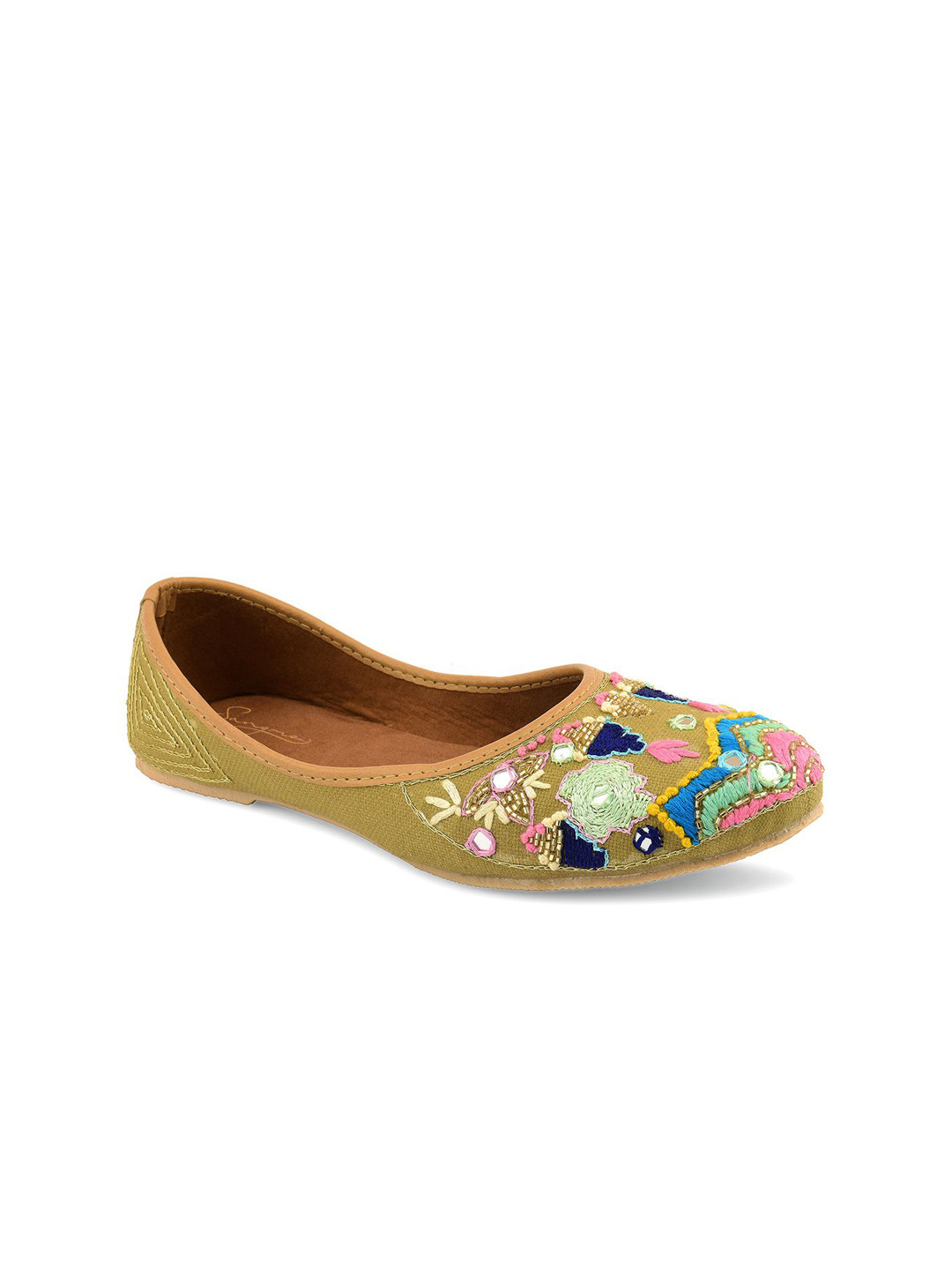 Sangria Women Embellished Floral Mirror Mojaris