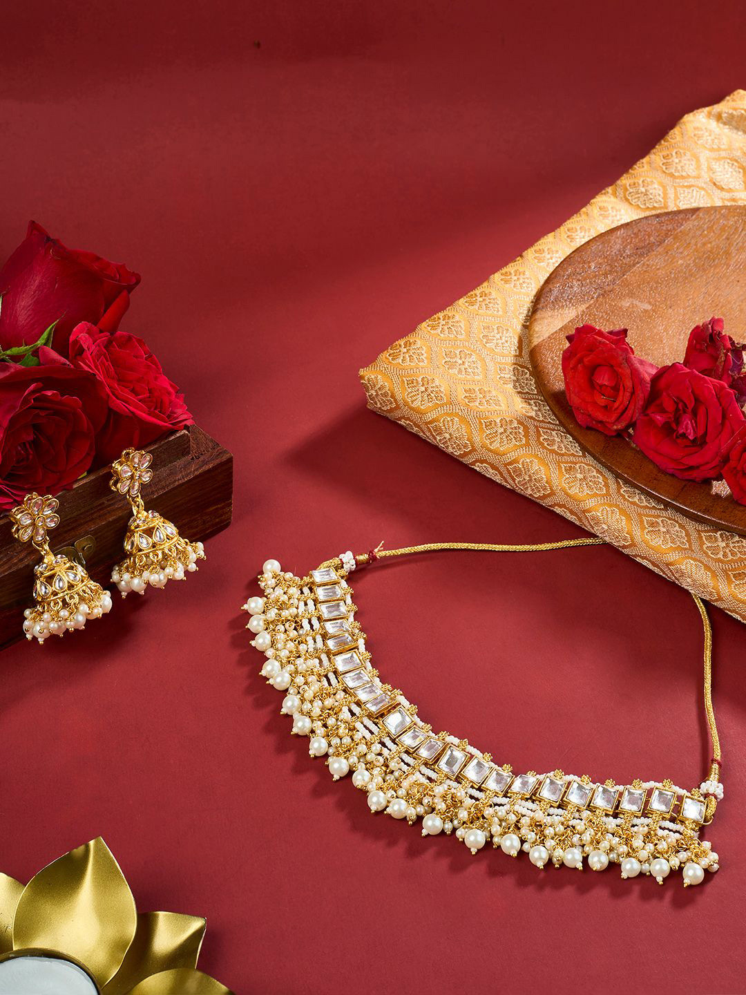 TEEJH Gold-Plated Rupal Beaded Jewellery Set