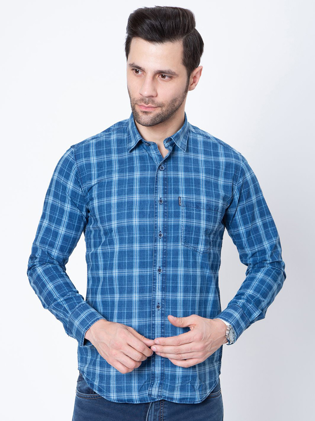 Sparky Men Opaque Checked Casual Shirt