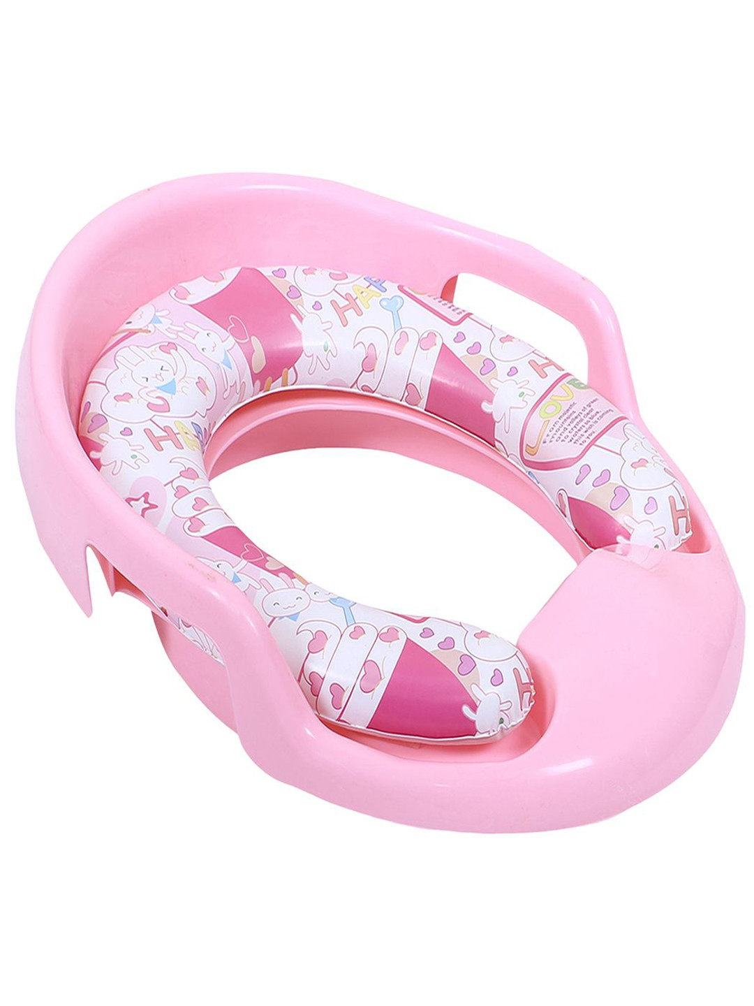 Kuber Industries Kids Toilet Seat With Handle- Pink