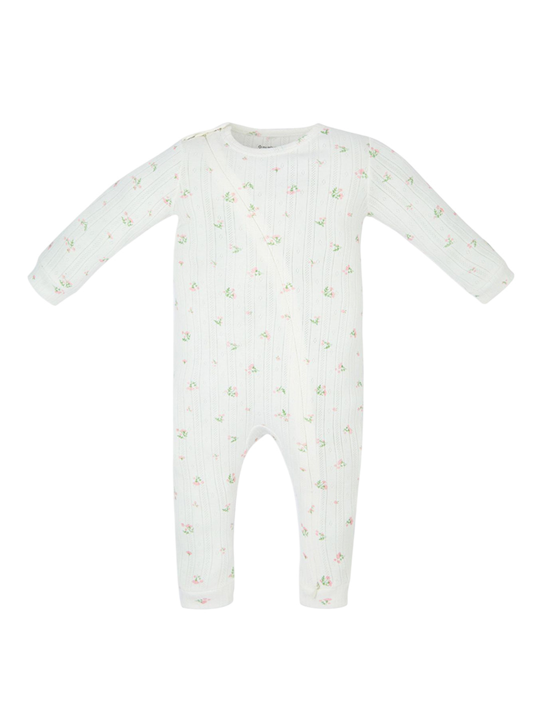 My Milestones Infant Girls Printed Long Sleeves 2-Way Zipper Romper