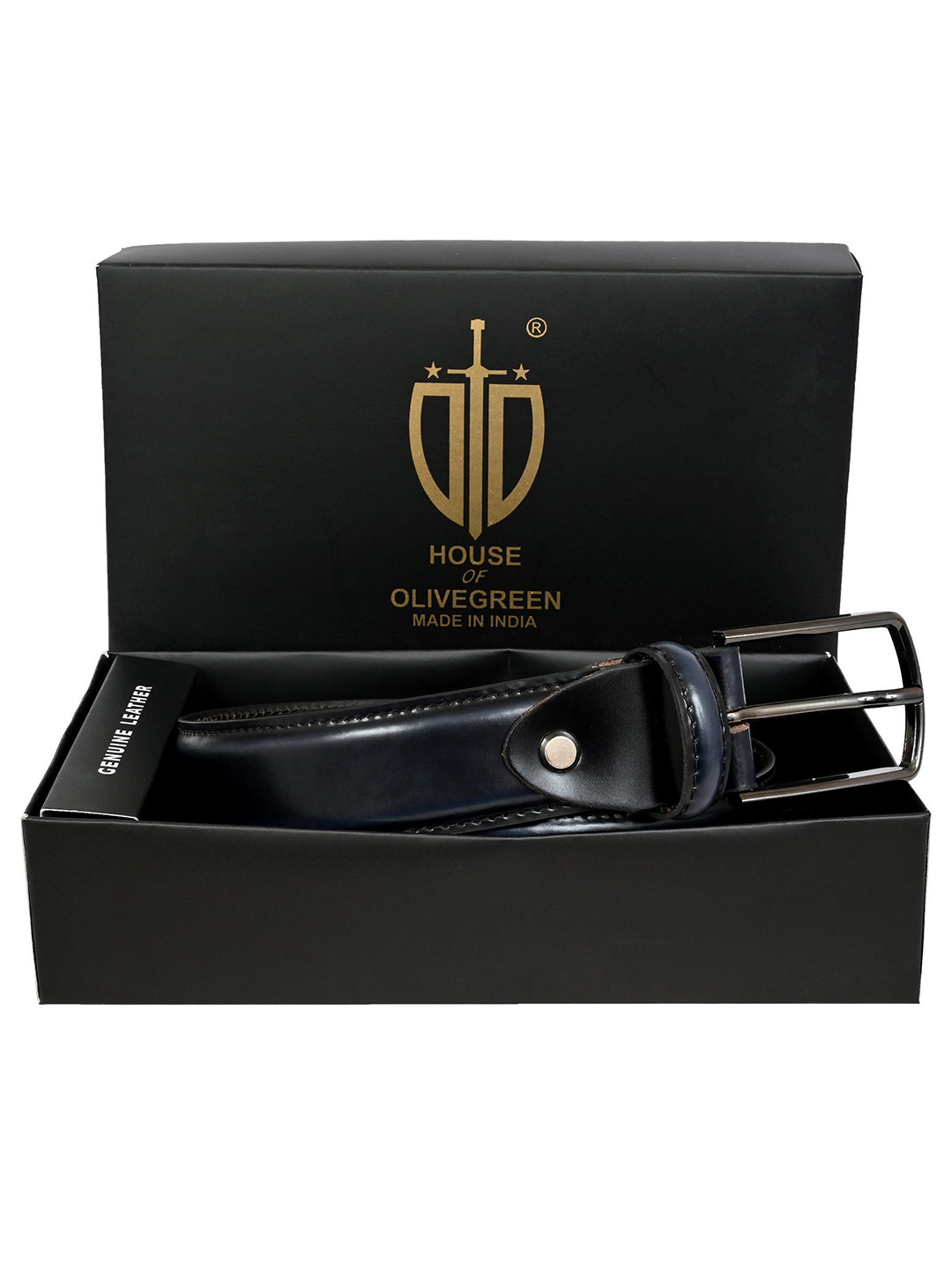 HOUSE OF OLIVEGREEN Men Leather Formal Belt