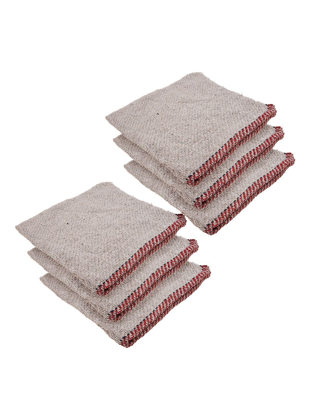 Kuber Industries White Pack of 6 Textured Cotton Large Floor Cleaning Cloth