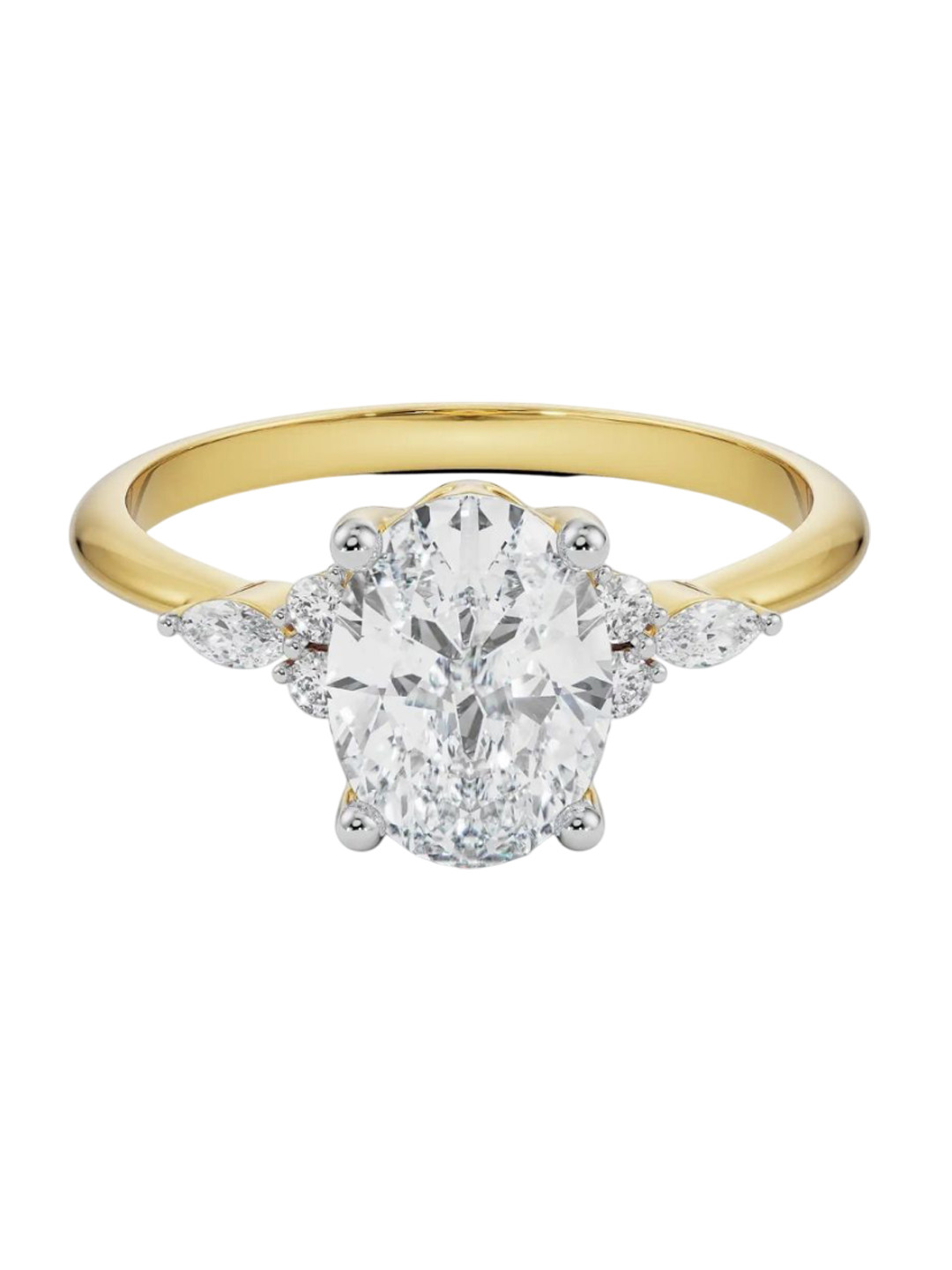 Emori Oval Cluster Engagement Lab Diamond in 14KT Gold Ring